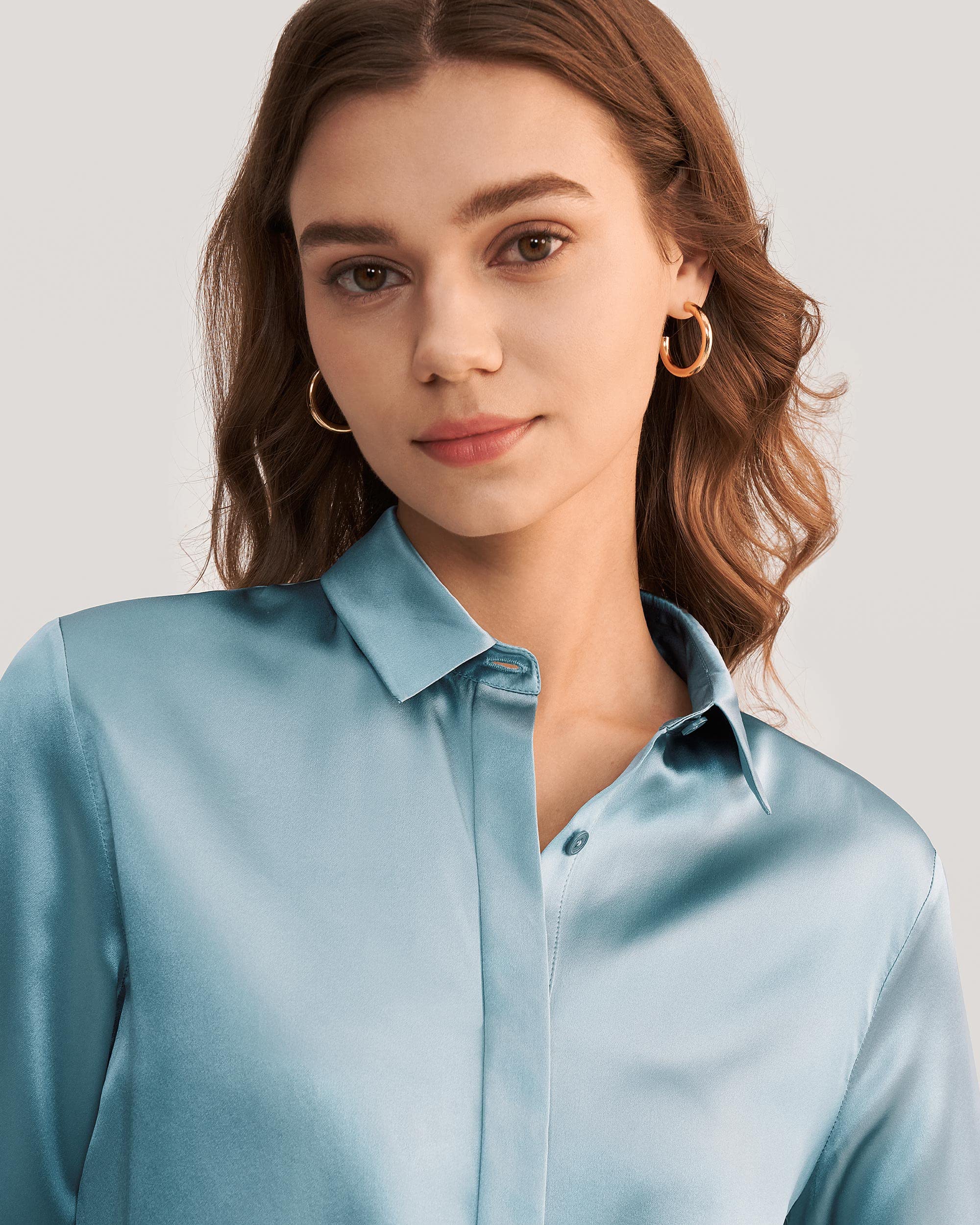 LilySilk 100% Pure Silk Blouse for Women - Long Sleeve Elegant Tops for Work & Evening Wear | Soft & Smooth Luxury Shirt for Office, Party & Special Occasions
