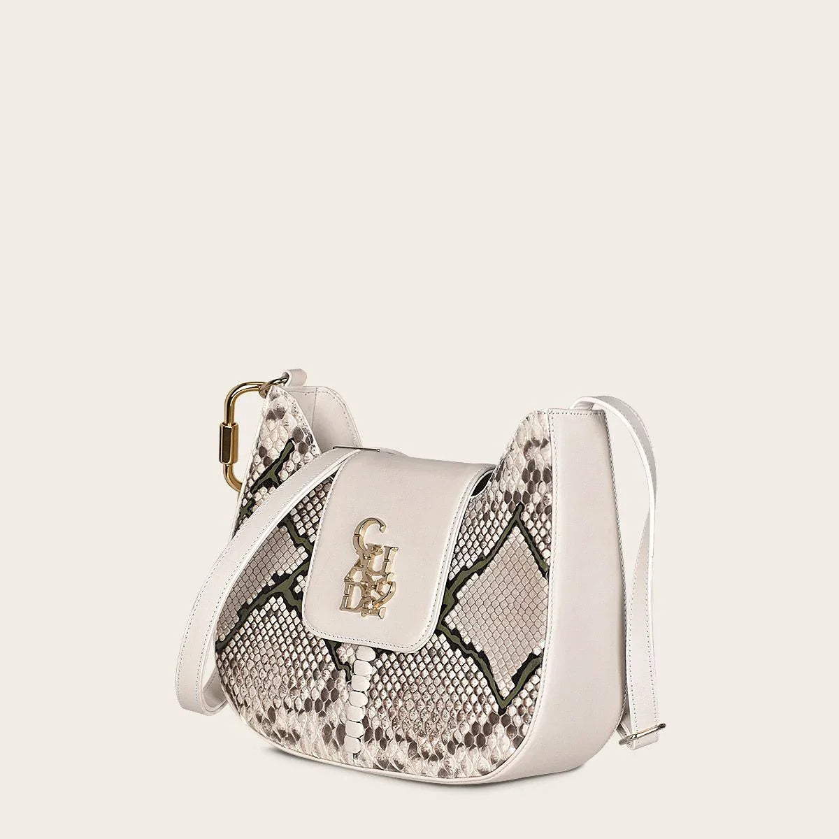 BOD88PI Women's Cuadra White Fashion Python Crossbody Bag - Stylish & Trendy Purse for Everyday Use, Parties & Special Occasions