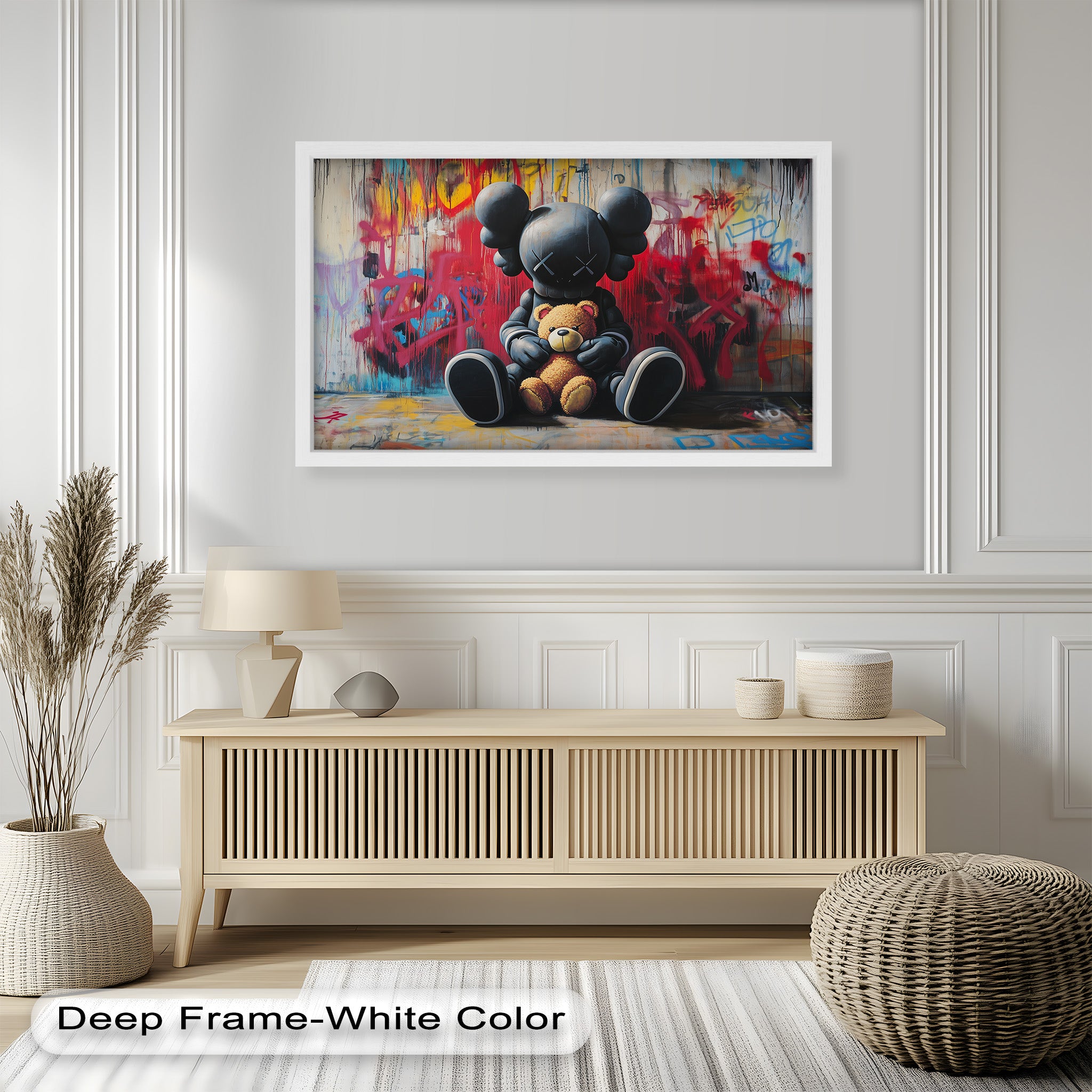 KAWS Oil Painting - Alone with a Bear - Modern Artwork for Home Decor & Gift Ideas