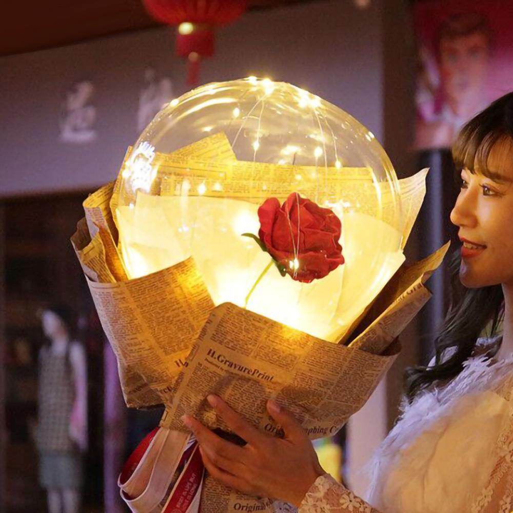 Glow in the Dark LED Flower Bouquet - Romantic Wedding Proposal, Anniversary Gift, Home Decor for Bedroom & Party