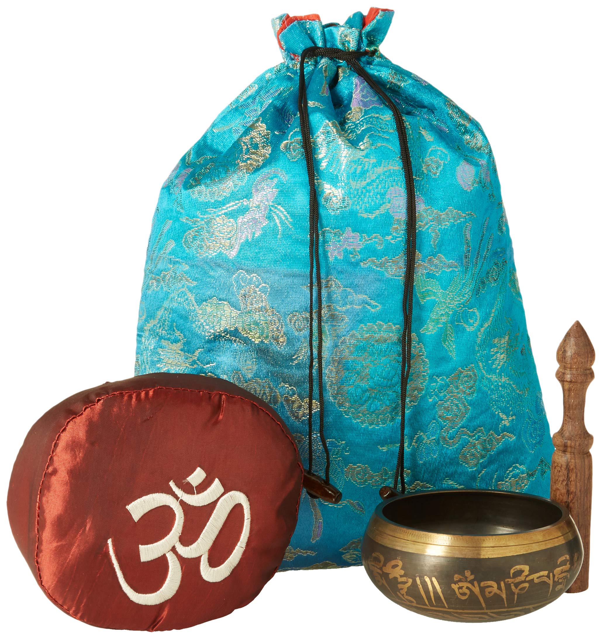 Authentic Tibetan Singing Bowl with Blue Cushion & Bag - Meditation, Yoga & Sound Healing Gift Set for Relaxation & Stress Relief