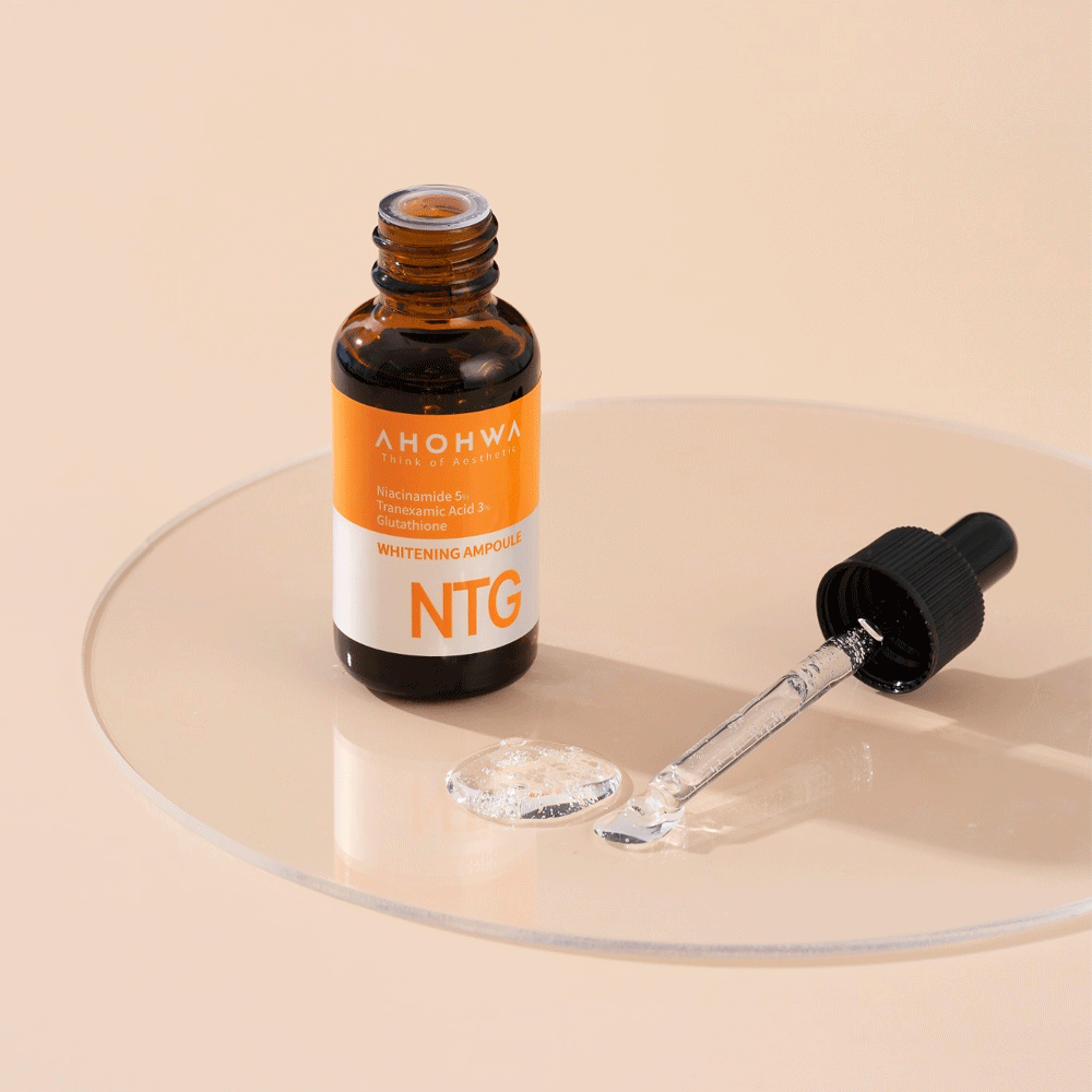 AHOHWA NTG Whitening Ampoule 30ml - Brightening Facial Serum for Dark Spots & Hyperpigmentation | Perfect for Night Skincare Routine & Glowing Complexion