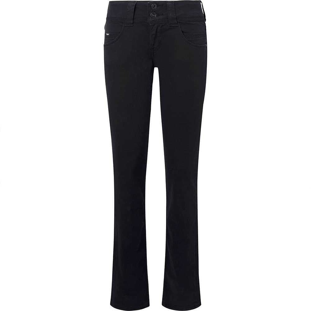 Pepe Jeans Venus Women's Black 5-Pocket Trousers Pants - EU 44 (US 34/32) - Stylish High Waist Slim Fit Jeans for Casual Wear & Office Outfits
