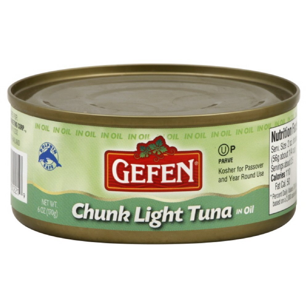 Premium Gefen Chunk Light Tuna in Oil - 6oz Can (Pack of 12) | Wild Caught, High Protein, Keto & Paleo Friendly | Perfect for Salads, Sandwiches & Quick Meals