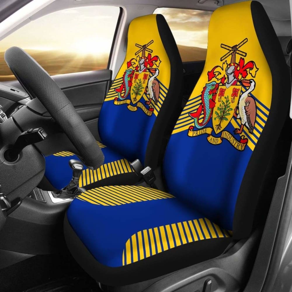 Barbados Coat Of Arms Car Seat Covers - Premium Custom Fit for 2 Seats (Model 221205) | Durable & Stylish Protection for Cars, Trucks & SUVs | Perfect for Travel, Commuting & Everyday Use