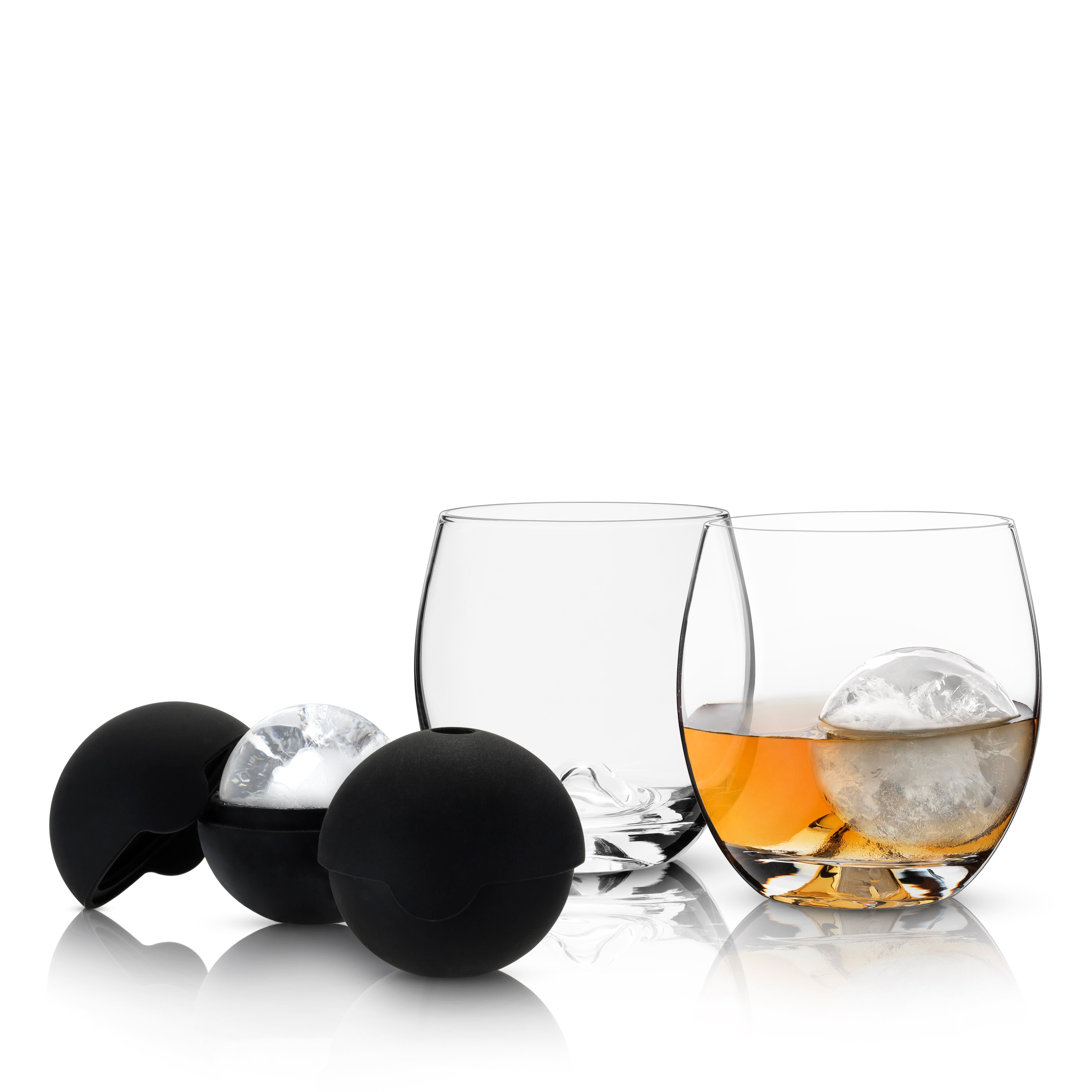 Premium 4-Piece Ice Sphere Mold & Crystal Tumbler Set - Perfect for Whiskey, Cocktails & Home Bar Entertaining