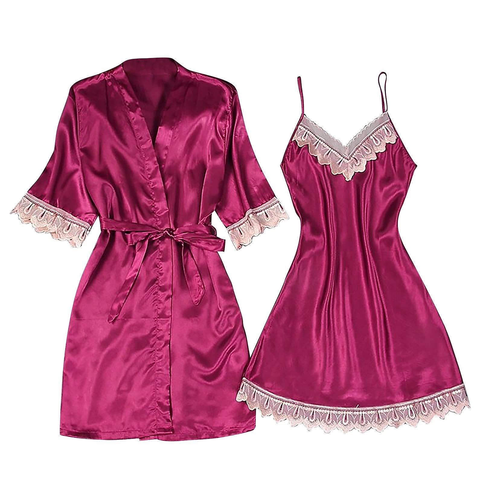 Sexy Women's Lingerie 2-Piece Set - Lace Garter & Robe with Deep V-Neck Bodysuit - Comfortable Cotton Nightwear for Romantic Nights & Special Occasions