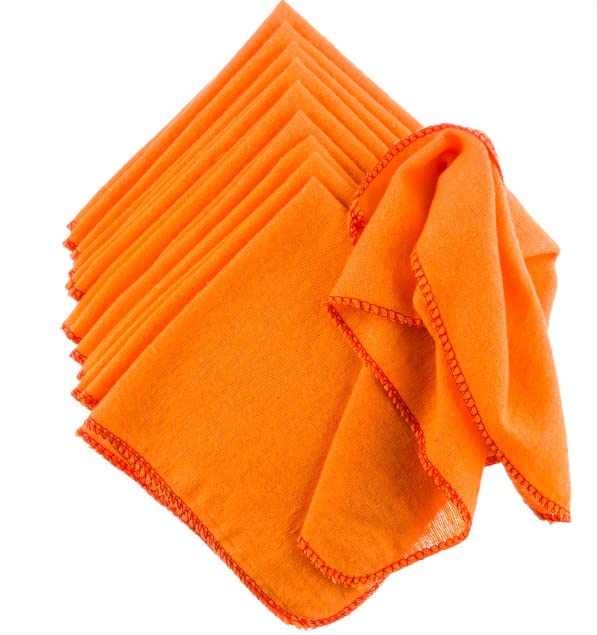 Premium Cotton Cleaning Cloth Duster Mop Set - Super Absorbent, Reusable for Wet & Dry Cleaning - 4-Pack (Orange) - Perfect for Home, Kitchen, Car, Tables & Mirrors - Long Lasting & Eco-Friendly Cleaning Solution
