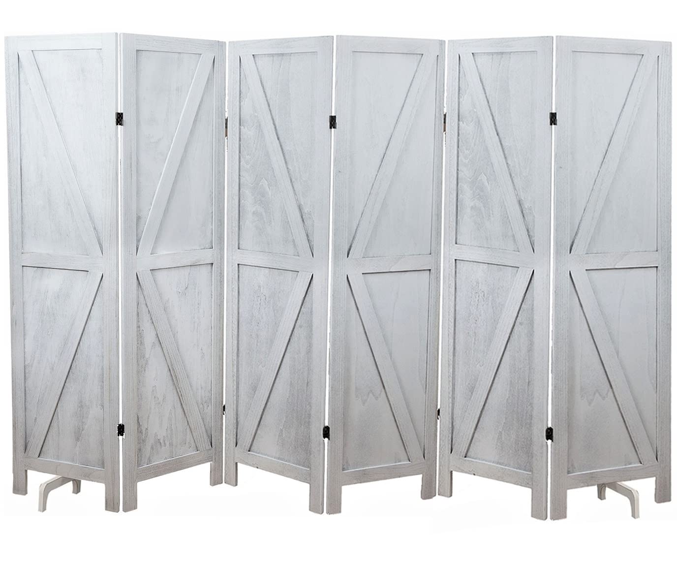 Premium 6-Panel Room Divider - Rustic Barnwood Folding Privacy Screen & Partition Wall for Home, Office, and Studio | Perfect for Creating Private Spaces in Living Rooms, Bedrooms, and Workspaces