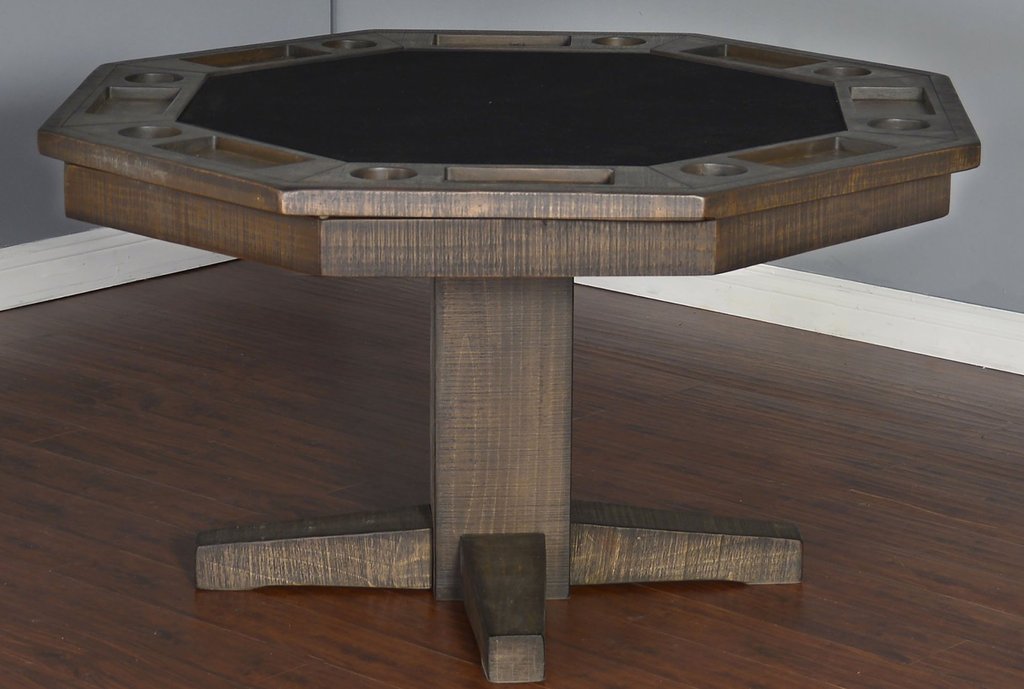 Rustic Wooden Poker Table with Plank & Hide Design - Perfect for Game Nights, Casino Parties, and Home Entertainment