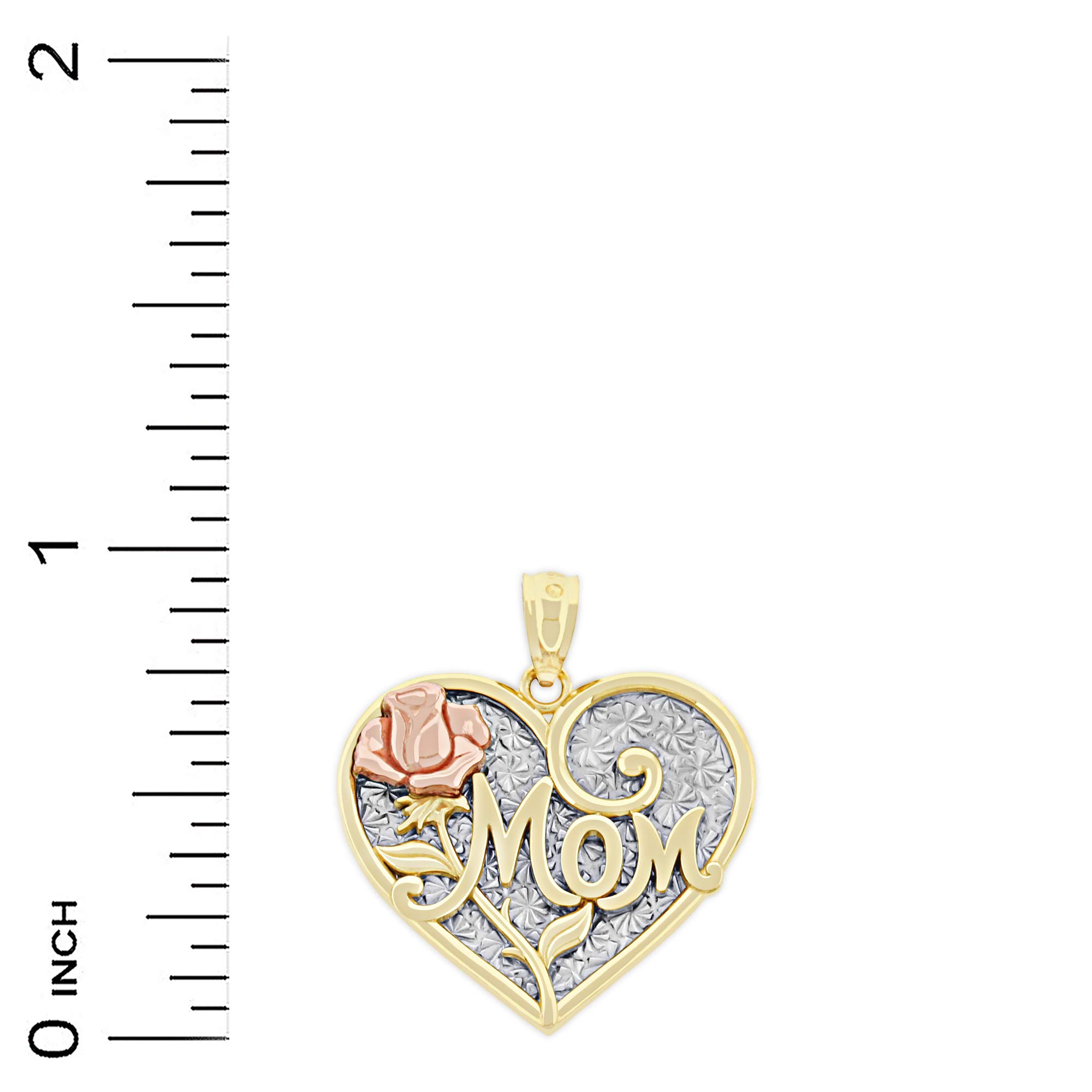 14K Solid Gold Heart Charm Pendant for Mom - Elegant Mother's Day Gift Jewelry - Perfect for Necklaces, Bracelets & Special Occasions