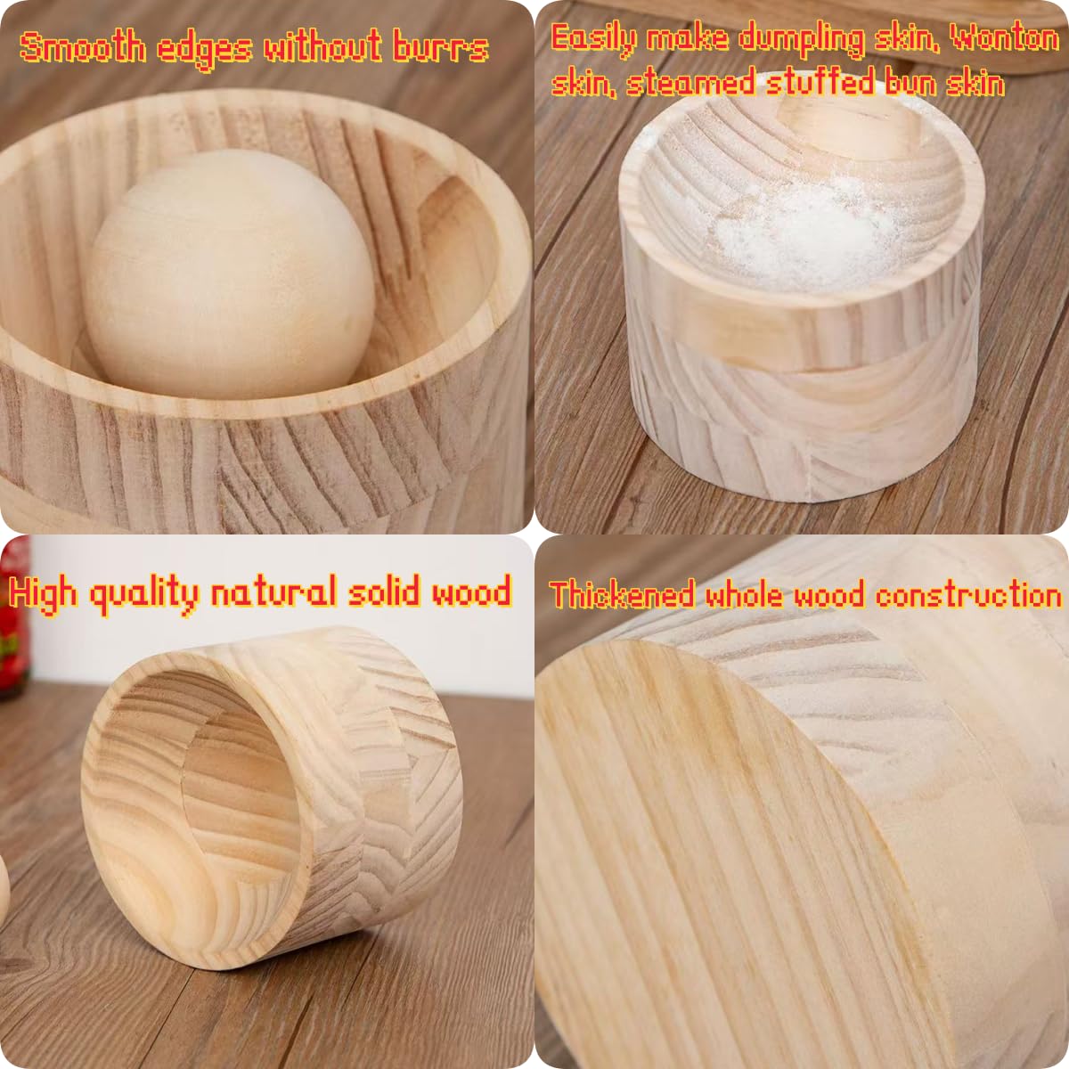 Wooden Dumpling Press Tool - Dough Presser for Dumplings, Empanadas & Pastries | Easy to Use Handheld Dumpling Maker for Homemade Asian & Latin Cuisine | Perfect for Family Cooking & Restaurant Use