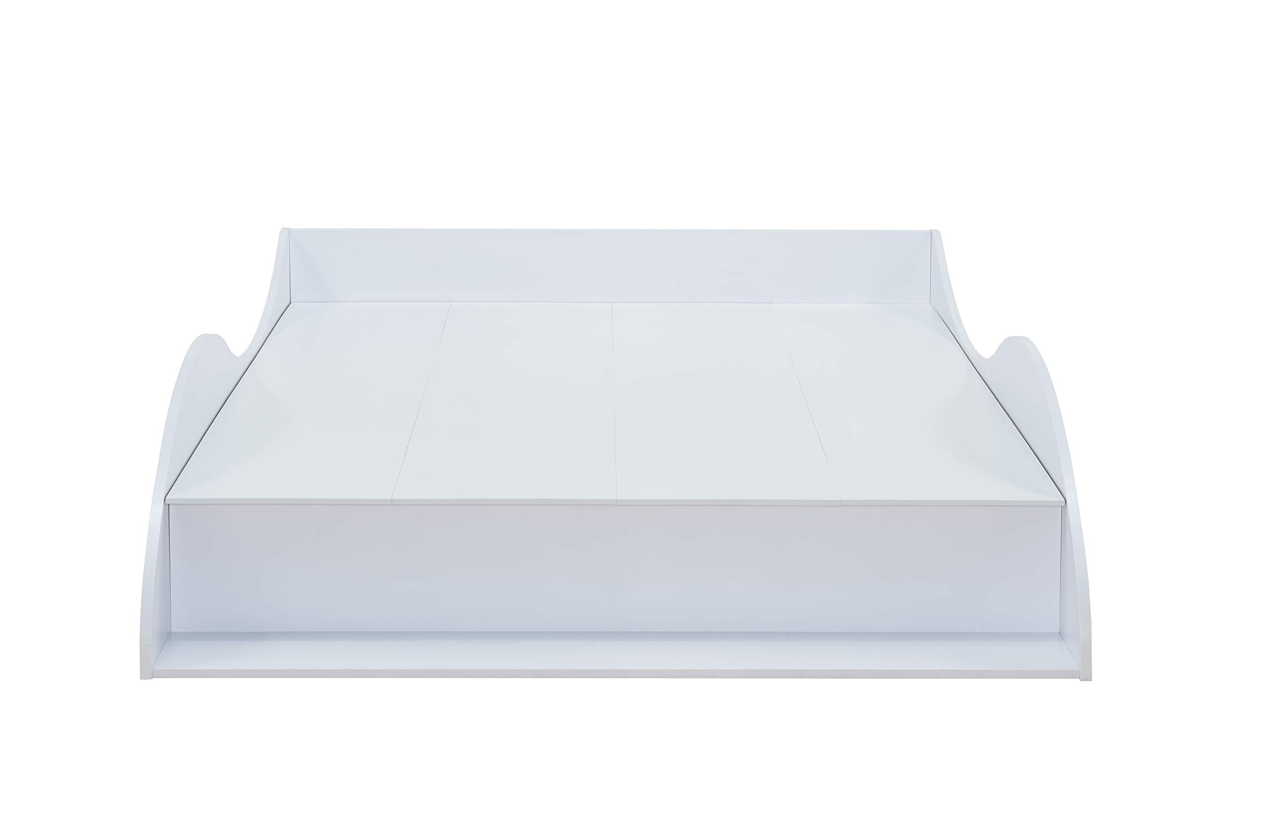 Zeta Modern Curved Side Panels Queen Bed Frame in White - Contemporary Platform Bed with Sturdy Wooden Slats | Perfect for Small Spaces, Guest Rooms & Modern Bedroom Decor