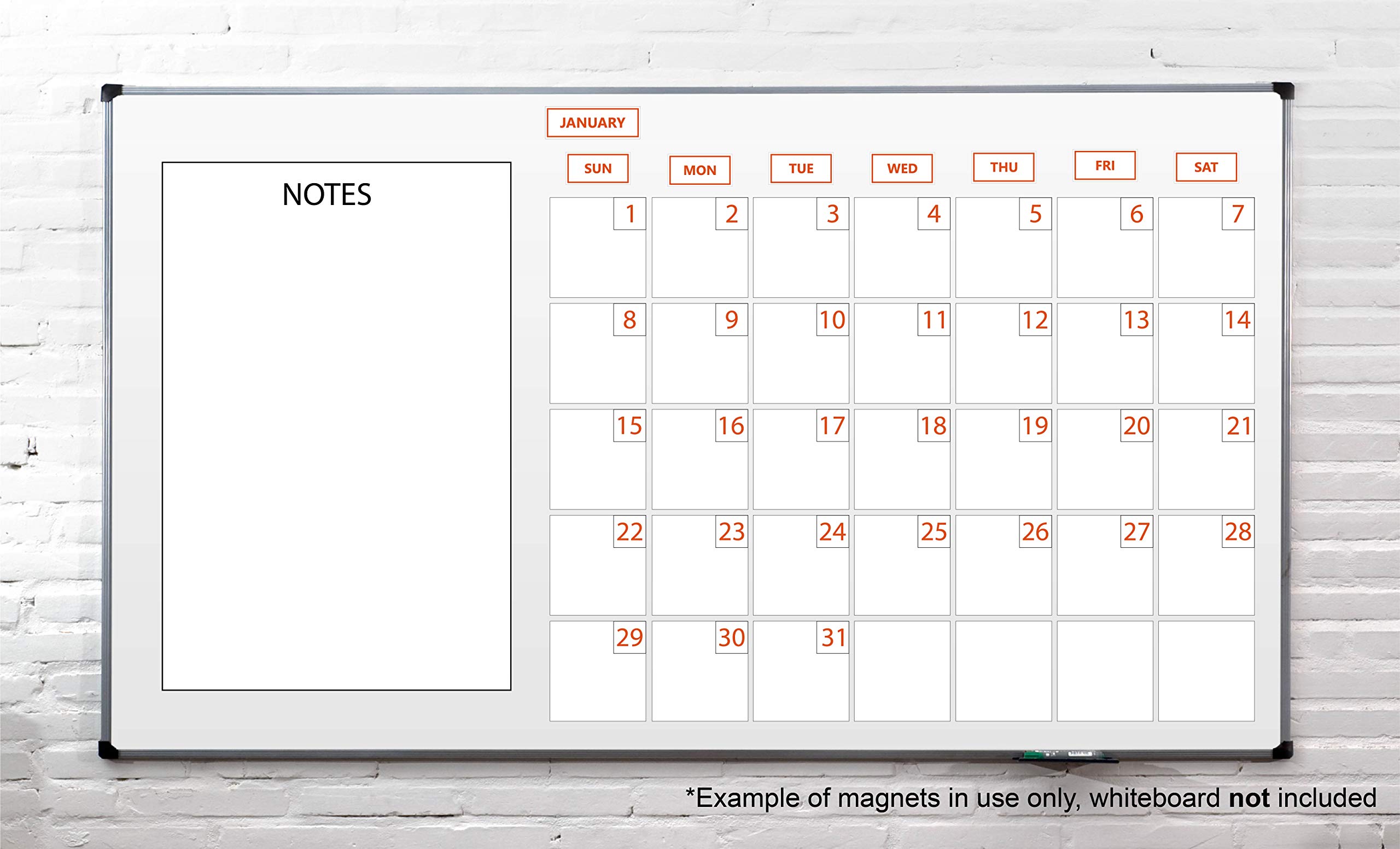 DCM Solutions Non-Abbreviated Calendar Month Magnets - Burnt Orange Inverted - Perfect for Fridge Organization, Classroom Scheduling & Office Planning