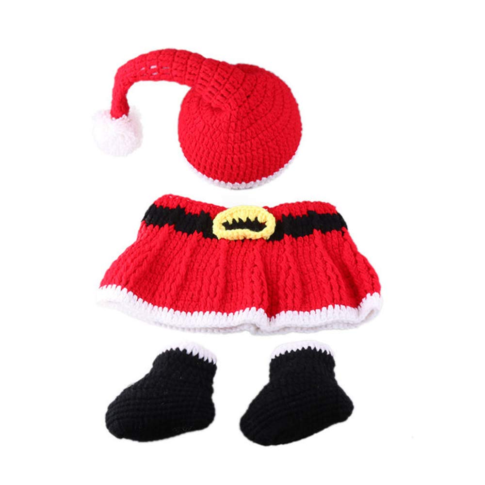 Xinqiao Newborn Baby Santa Hat & Pant Set - Soft Knitted Christmas Photography Prop Costume Outfit for Holiday Photos, Newborn Shoots & Festive Celebrations