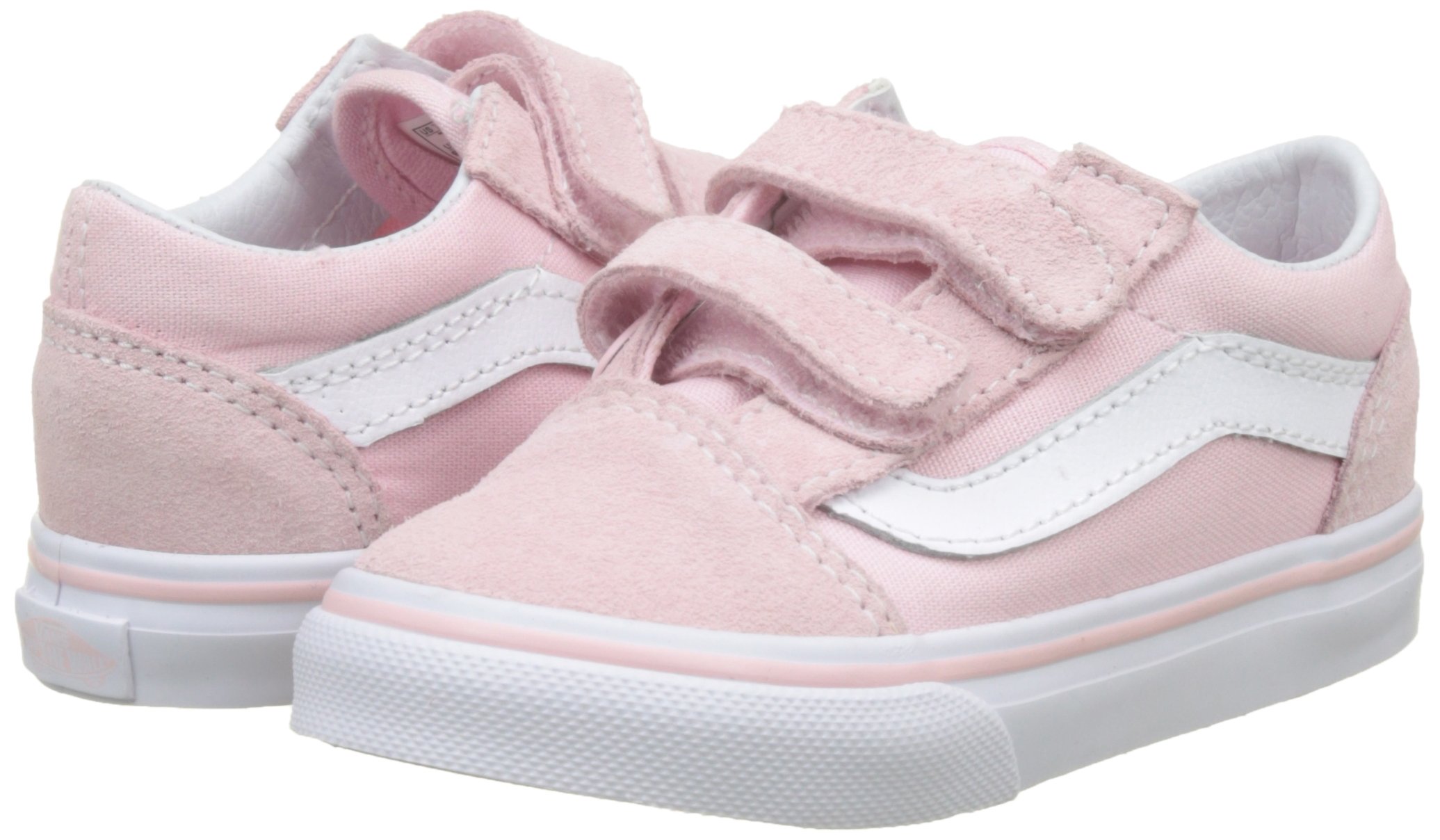 Vans Old Skool V Sneakers for Toddlers - VN0A344KQ7K Suede & Canvas Shoes in Chalk Pink/True White - Size 10 | Comfortable & Stylish Casual Shoes for Boys & Girls - Perfect for Playdates, Preschool & Everyday Wear