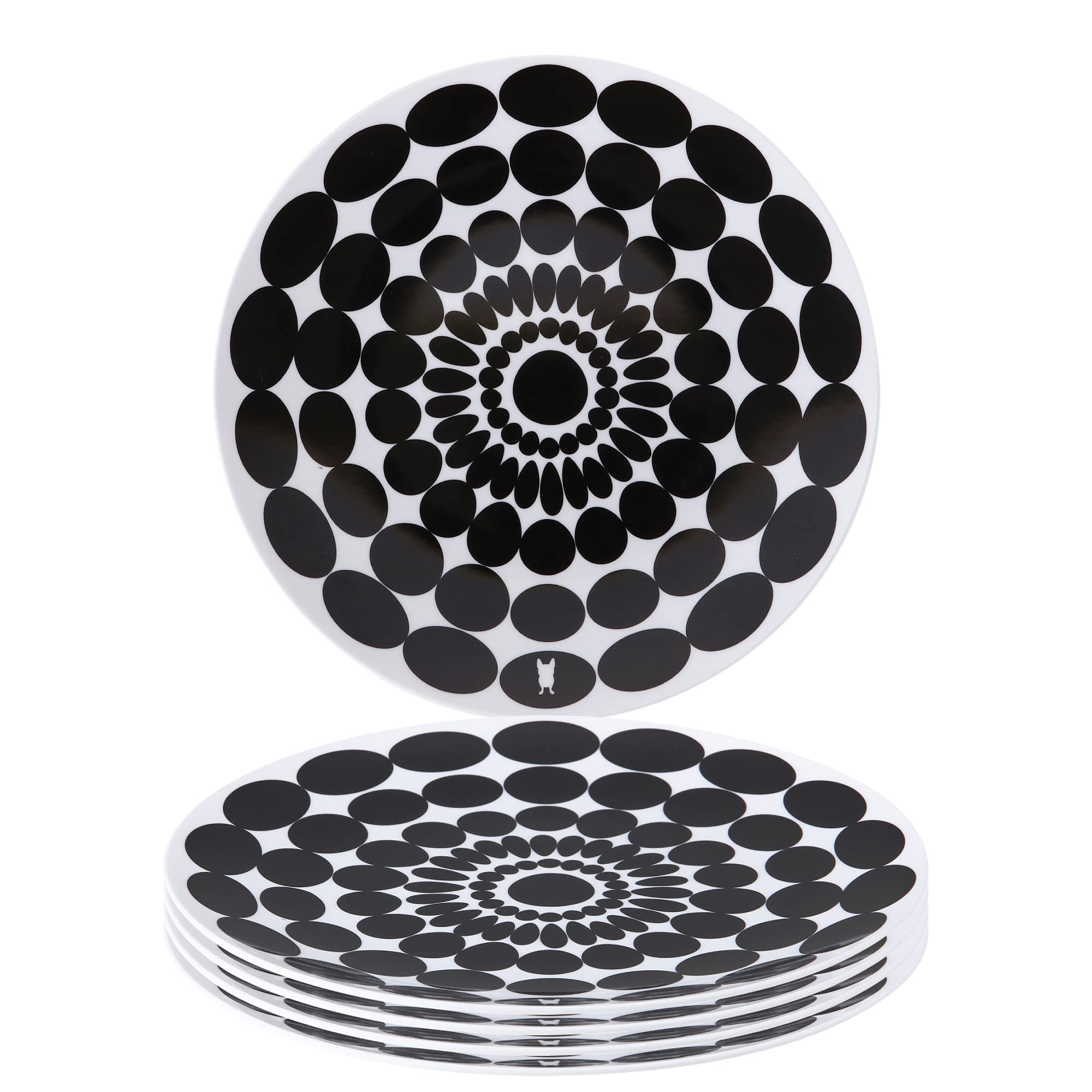 French Bulldog Melamine Plates Set of 4 - 9 Inch Durable Salad & Dinner Plates - BPA-Free Dishware for Indoor/Outdoor Use - Perfect for Picnics, BBQs & Pet-Themed Parties