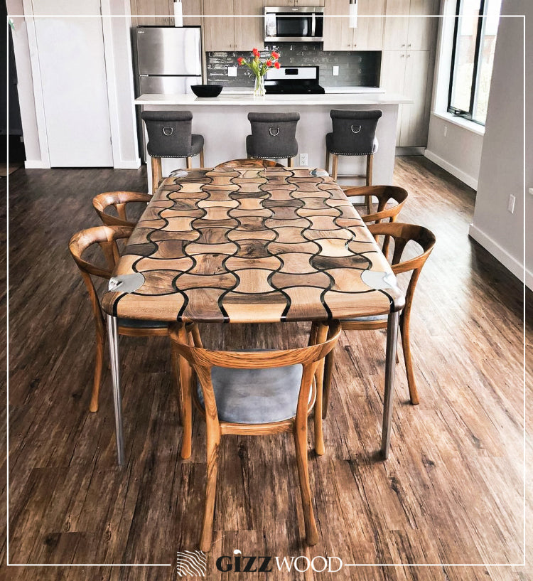 Premium Epoxy Resin Dining Table - Waterproof, Scratch-Resistant, Durable for Kitchen, Dining Room & Outdoor Patio Use