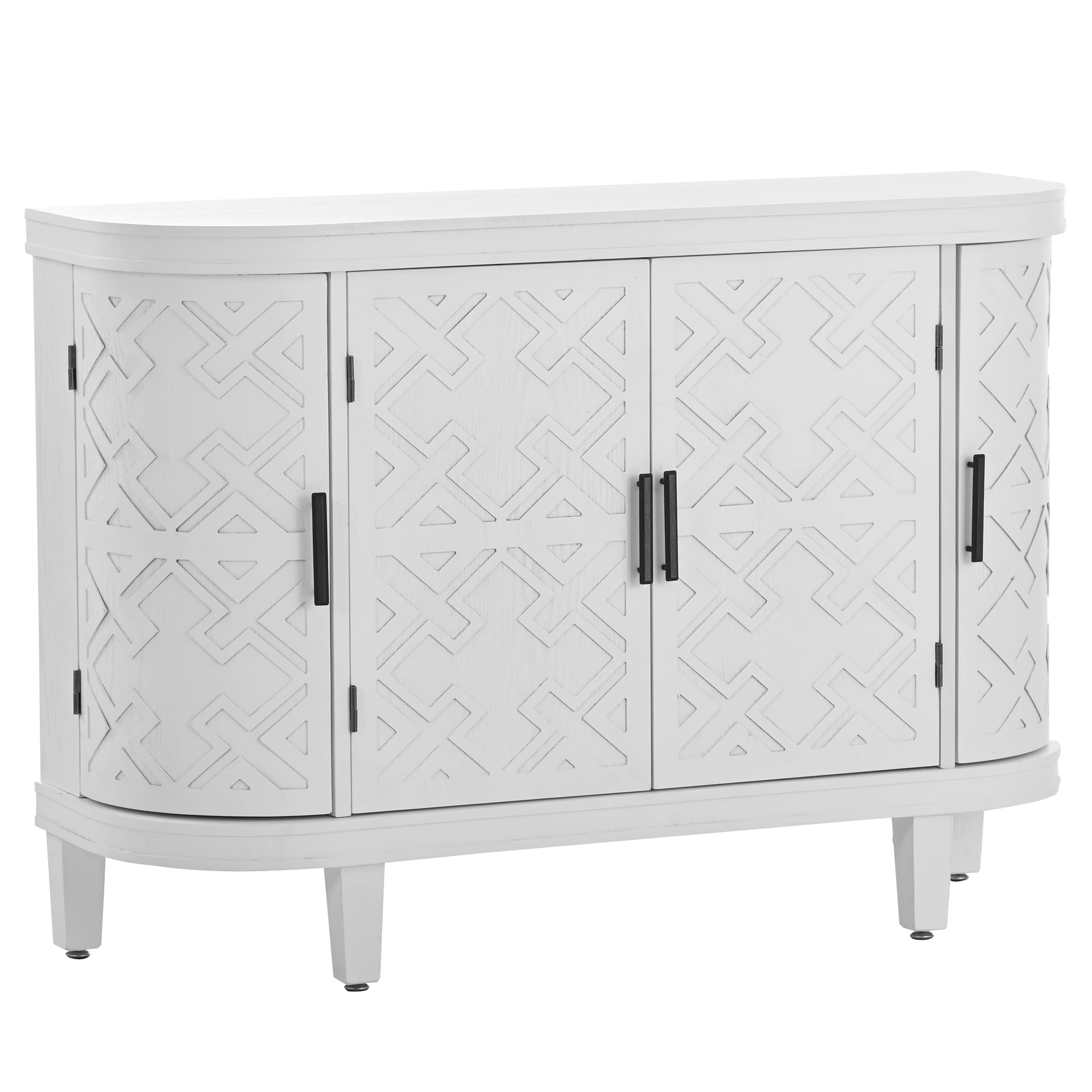 Modern White Wooden Accent Storage Cabinet with Transparent Door - Console Table, Sofa Table, Buffet Sideboard for Entryway, Living Room & Bedroom - Stylish Home Decor & Organization Solution