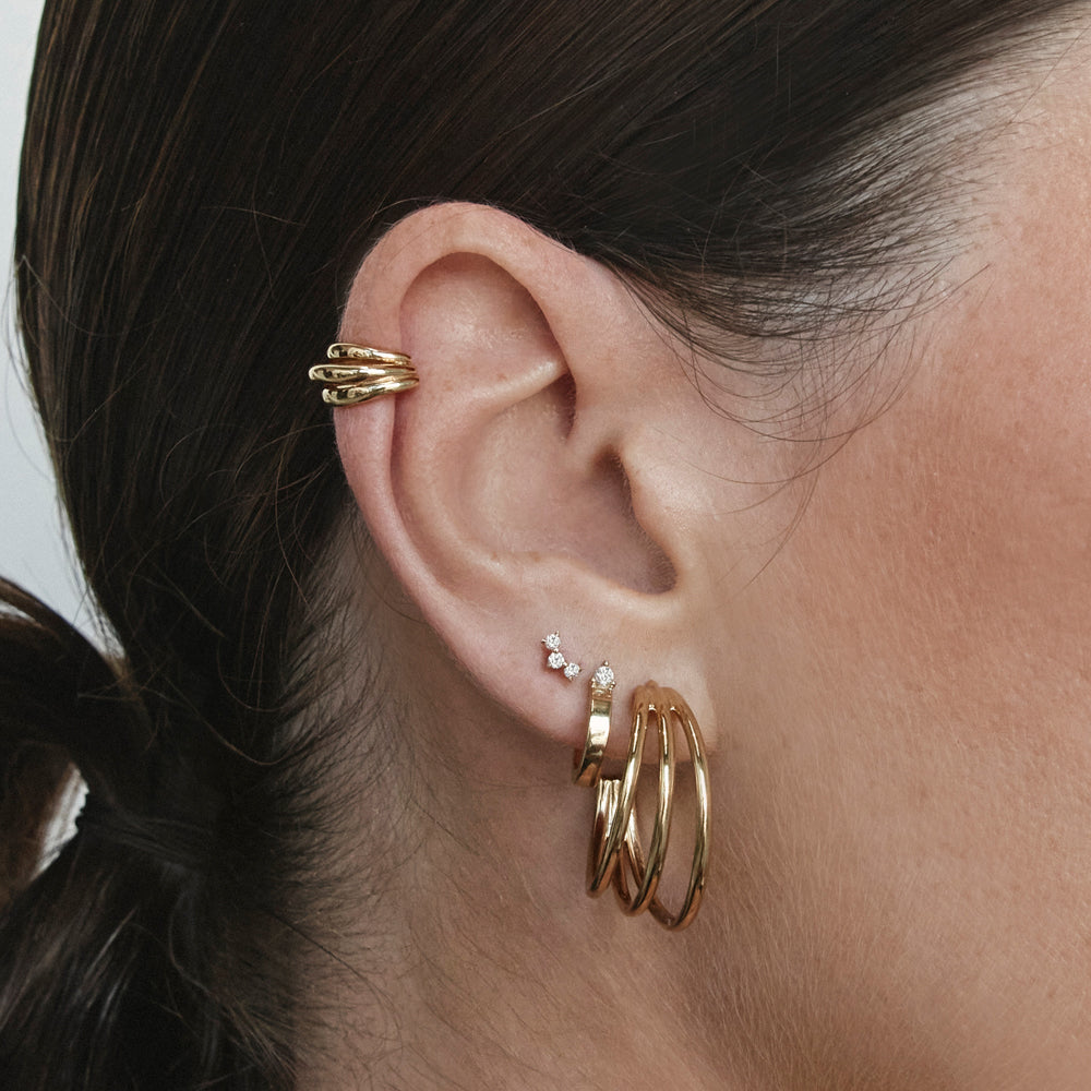 10k Gold Lab-Grown Diamond Trio Bar Stud Earrings – Perfect for Everyday Wear, Gifts & Special Occasions