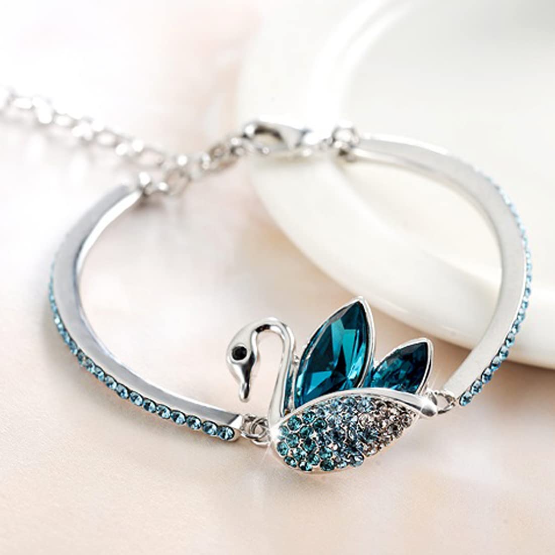 Yellow Chimes & Blue Crystal Bracelet for Women and Girls - Silver Tone Adjustable Charm Bracelet | Birthday, Anniversary Gift for Wife, Daughter, Sister | Perfect for Parties, Weddings, Everyday Wear