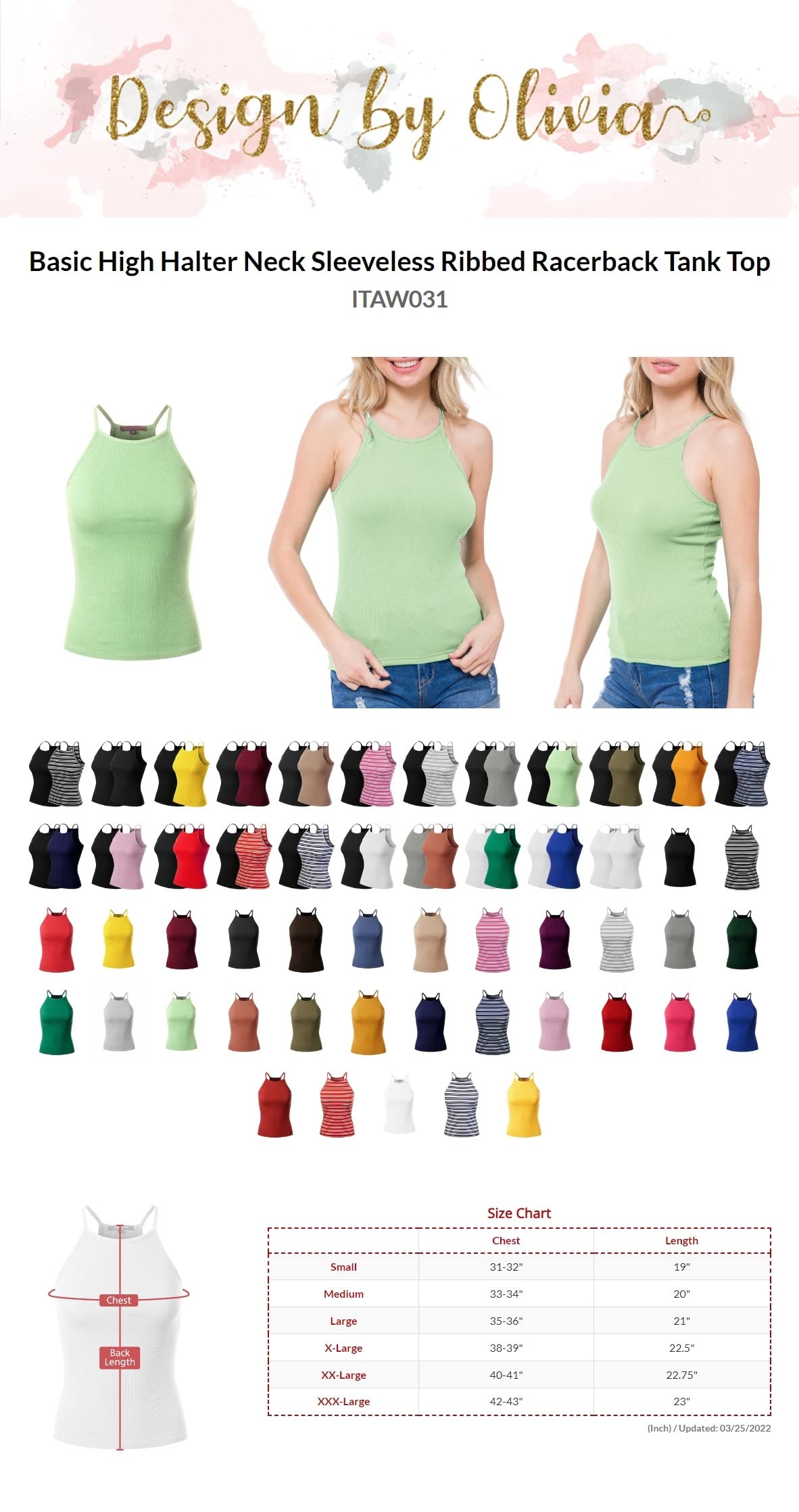 Olivia Women's Ribbed Racerback Tank Top - Sleeveless Halter Neck Basic Tee for Summer, Workout & Casual Wear | Breathable Stretchy Comfort Fit