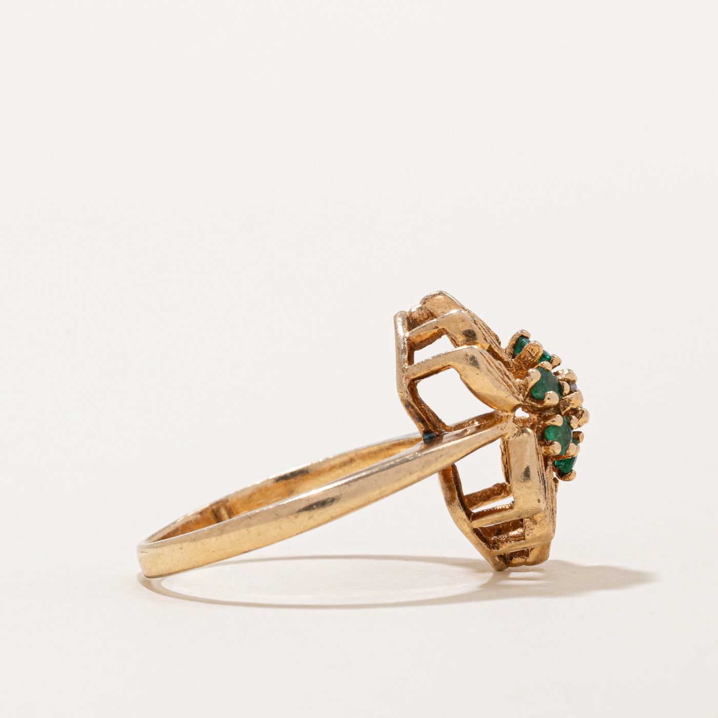 Birks Emerald & Diamond Cocktail Ring - 0.10ctw Gemstone, 0.06ct Diamond, Size 7.25 | Elegant Wedding, Anniversary & Evening Party Jewelry Gift for Women
