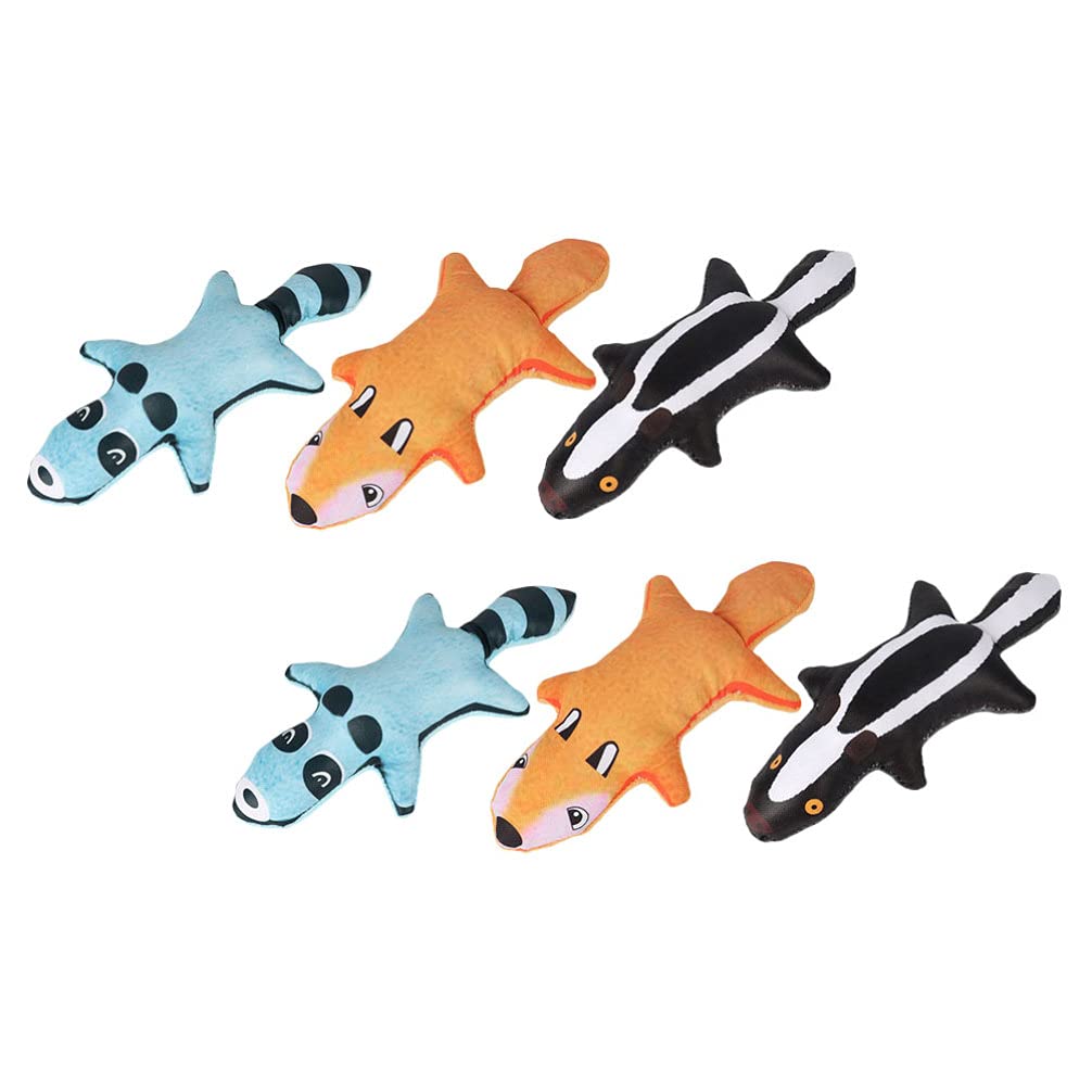 POPETPOP Squeaky Dog Plush Toy - Interactive Chew & Teething Stuffed Animal for Puppies & Cats - 6-Pack Pet Dental Cleaning Toys for Christmas Gifts & Playtime Fun