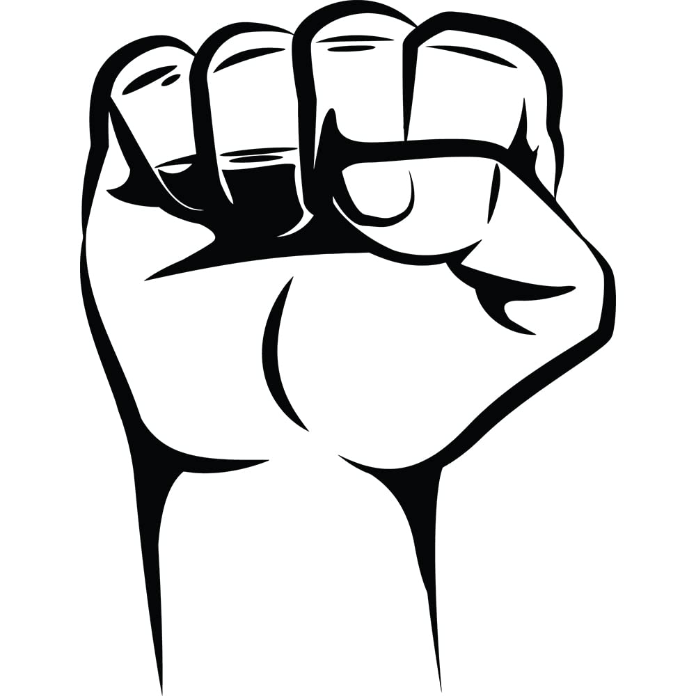 Premium Waterproof Vinyl Decal Stickers - Raised Fist Punch (Black, Set of 2) for Laptop, Phone, Helmet, Car Window, Bumper, Mug & Wall Decoration - Ideal for Activism, Protest Signs, Personal Expression & DIY Projects