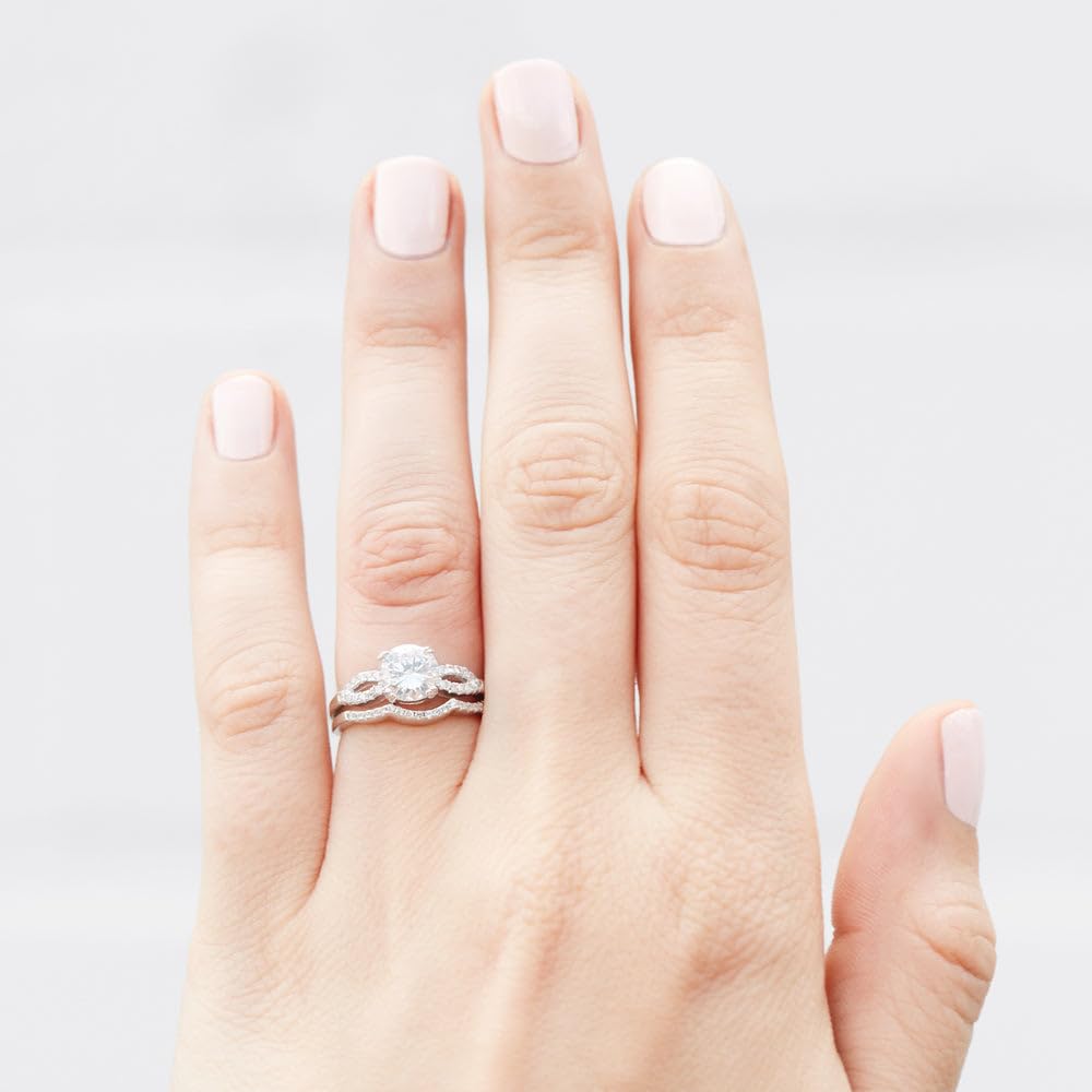 Princess Cut CZ Engagement Ring Set for Women - Sterling Silver Petite Wedding Band (Sizes 5-9) | Elegant Bridal Jewelry for Proposals, Anniversaries & Special Occasions