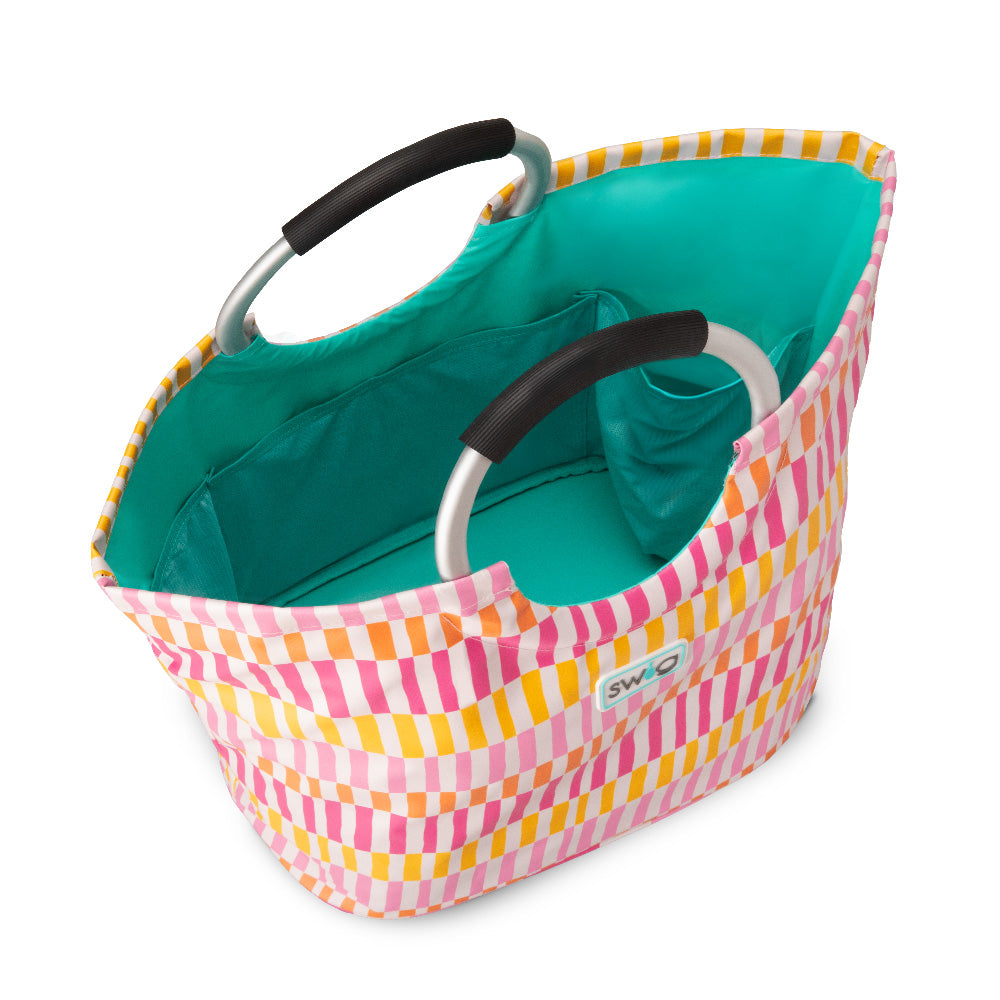Sherbet Stripe Loopi Tote Bag - Trendy Cotton Canvas Shoulder Bag for Women, Perfect for Beach, Shopping & Daily Use