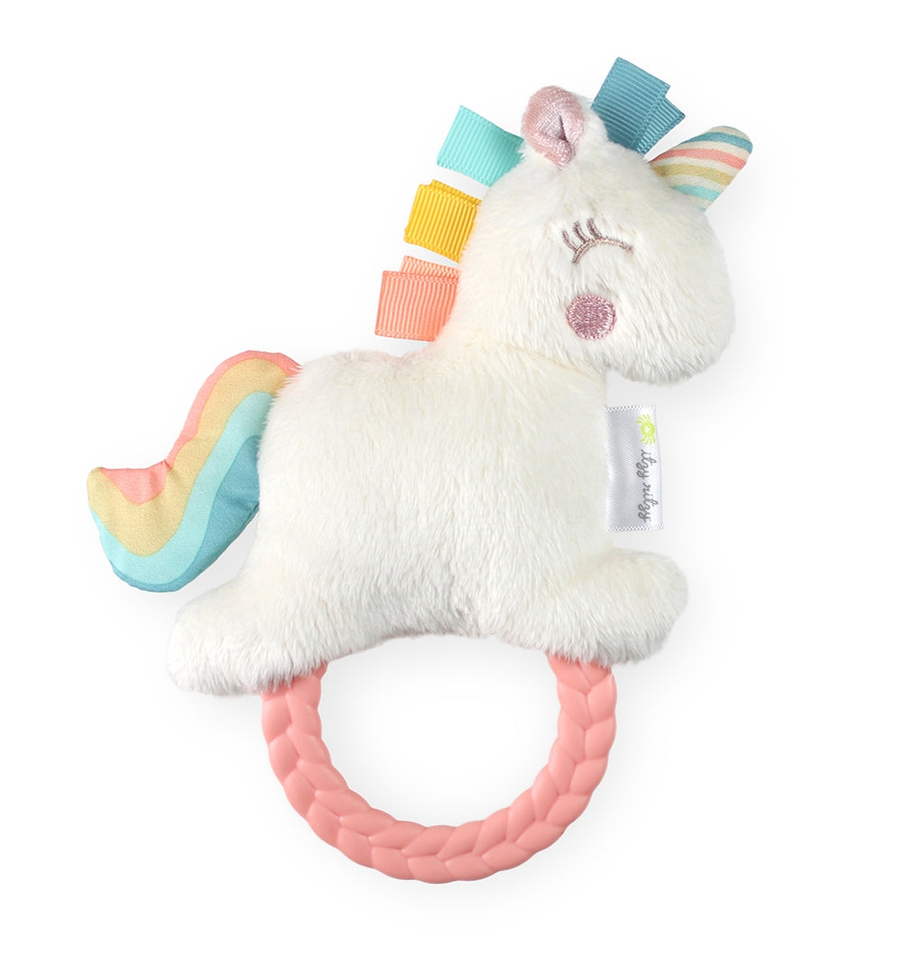 Ritzy Plush Rattle Pal™ with Teether - Soft Baby Unicorn Toy for Newborns & Infants | Soothing Teething Relief & Sensory Development | Perfect for Nursery, Stroller & Playtime