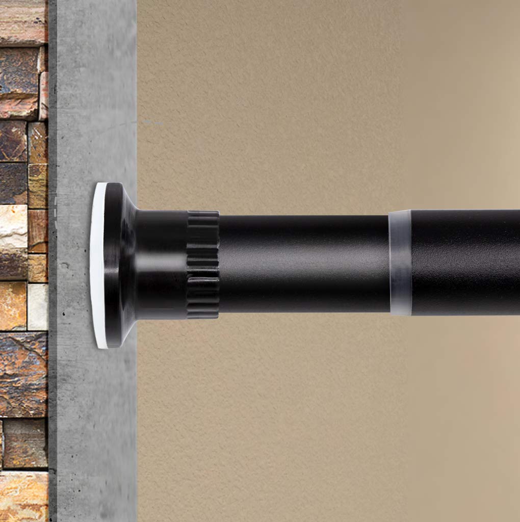 No Drill Tension Curtain Rod 28-43 Inch - Black Room Divider & Shower Rod, Heavy Duty Secure Fit for Windows, Doorways & Closets - Perfect for Apartments, Dorms & Rental Homes