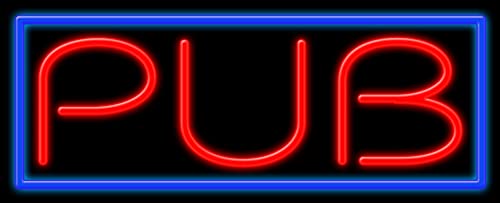 Vintage Pub Glass Neon Sign #11466 – Handcrafted in USA – Perfect for Bar, Tavern, or Man Cave Decor