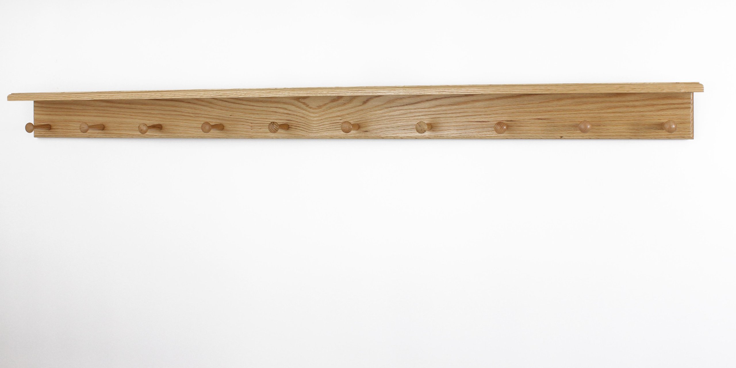 Natural Oak Shaker Peg Rack with Shelf - 58