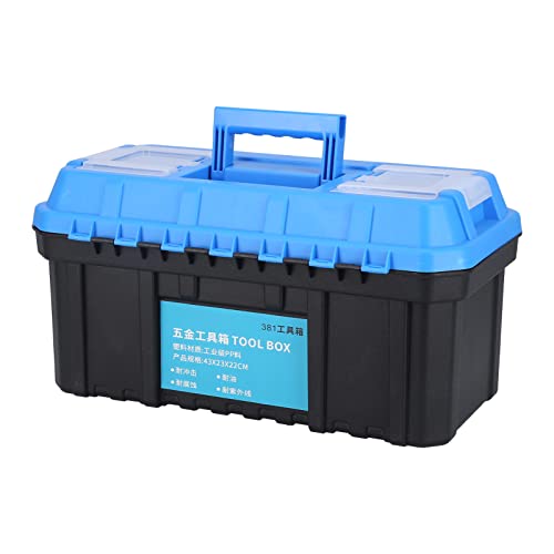Longzhuo Heavy-Duty PP Plastic Tool Organizer Box - Double Layer Portable Hardware Storage Case for Electricians & DIY Enthusiasts (Large, 381) - Perfect for Workshop, Garage & On-Site Repairs
