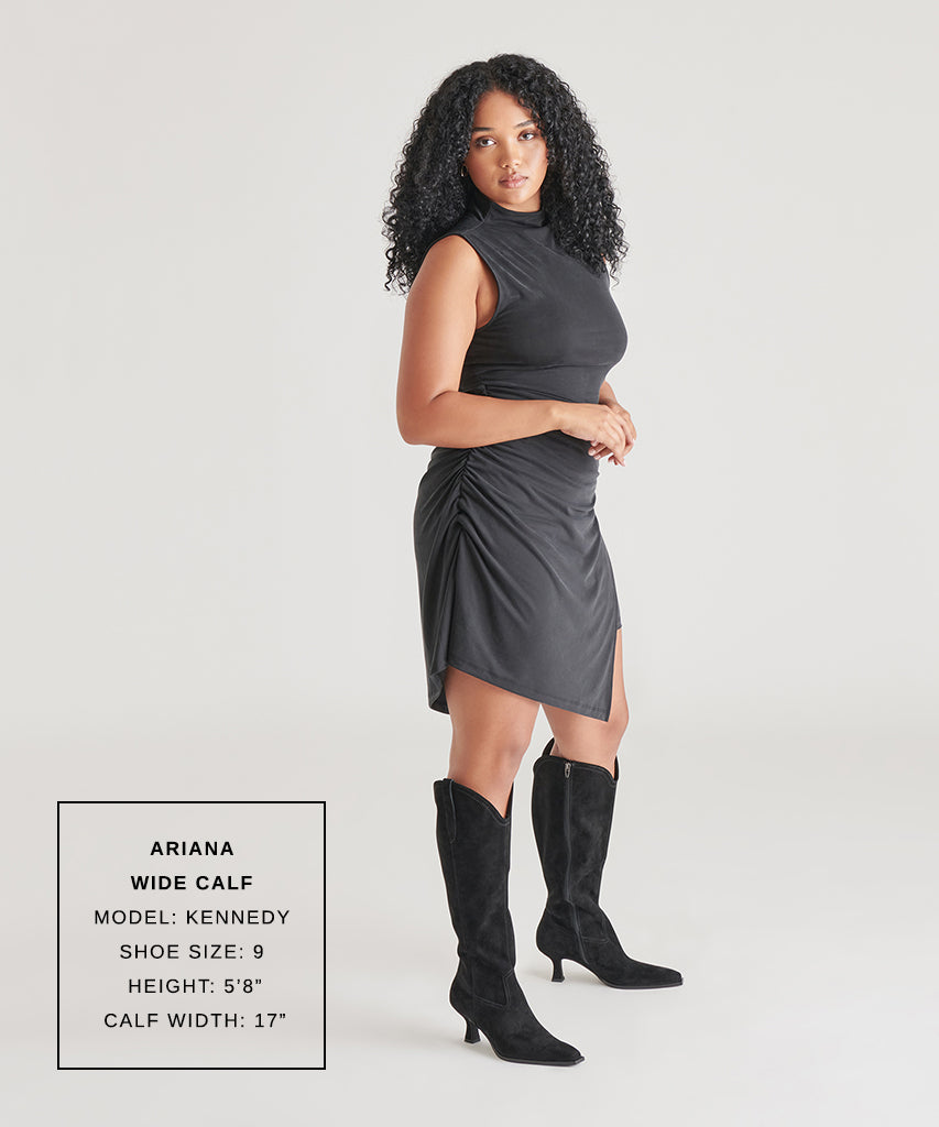 Ariana Wide Calf Boots for Women - Onyx Suede Ankle Boots with Comfortable Fit | Perfect for Fall, Winter & Office Wear