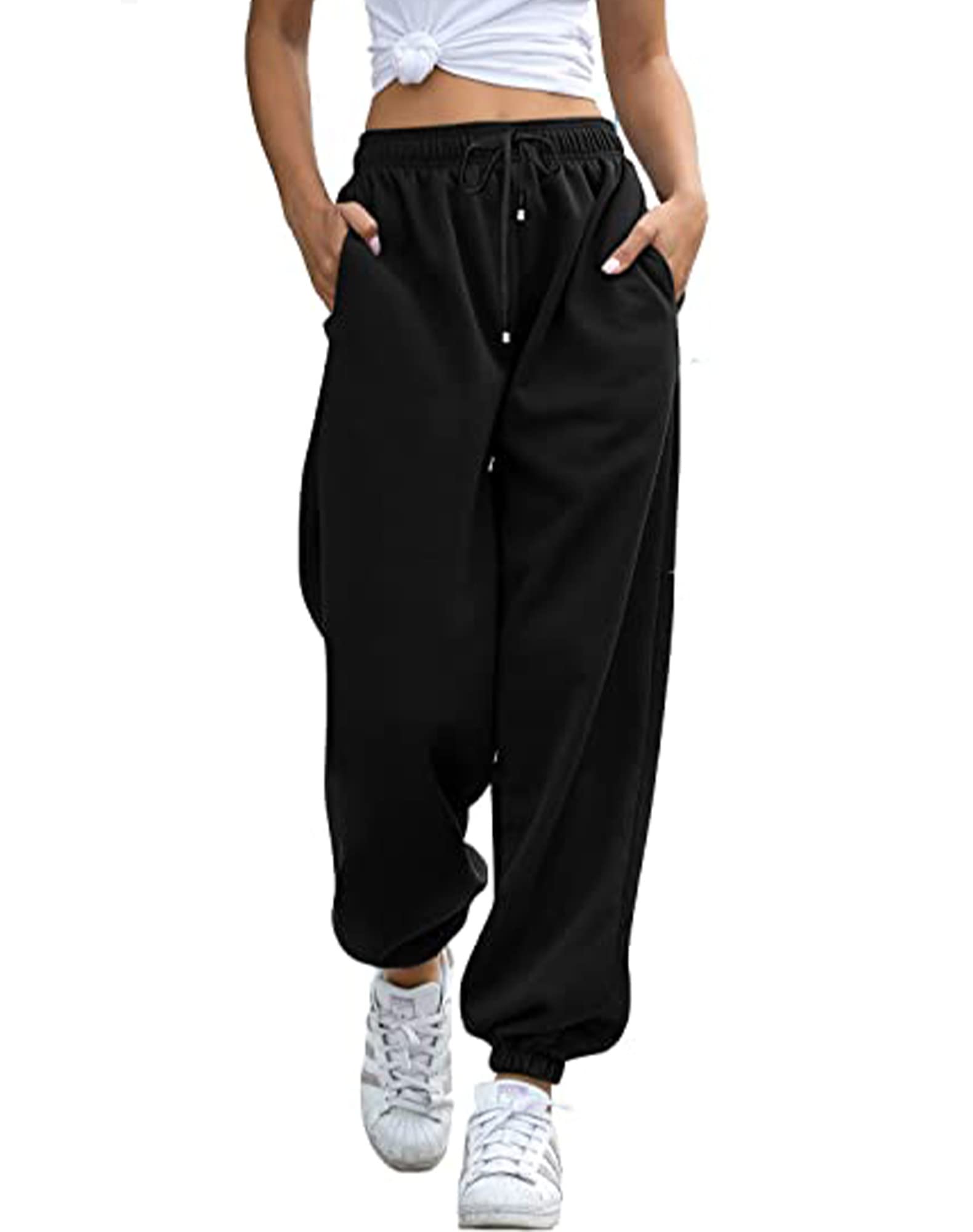 TSMNZMU Women's High Waist Jogger Sweatpants - Athletic Fit Gym Workout Pants with Pockets & Cinch Bottom for Yoga, Running & Lounge Wear