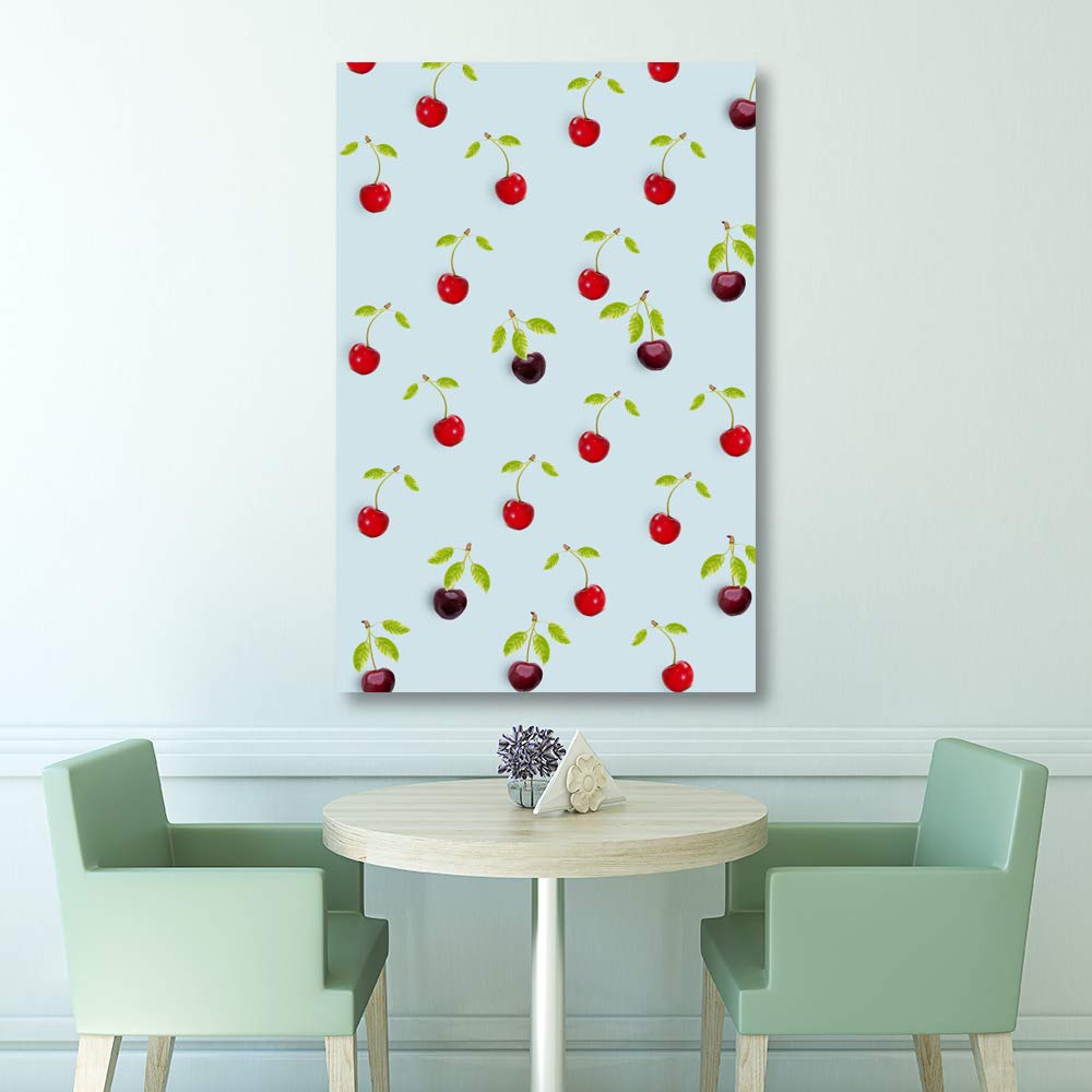 Summer Cherries Canvas Wall Art - 12x18 Inch Framed Painting Print for Bedroom & Living Room Decor | Nature Inspired Home Wall Decor Perfect for Farmhouse, Apartment & Office Spaces