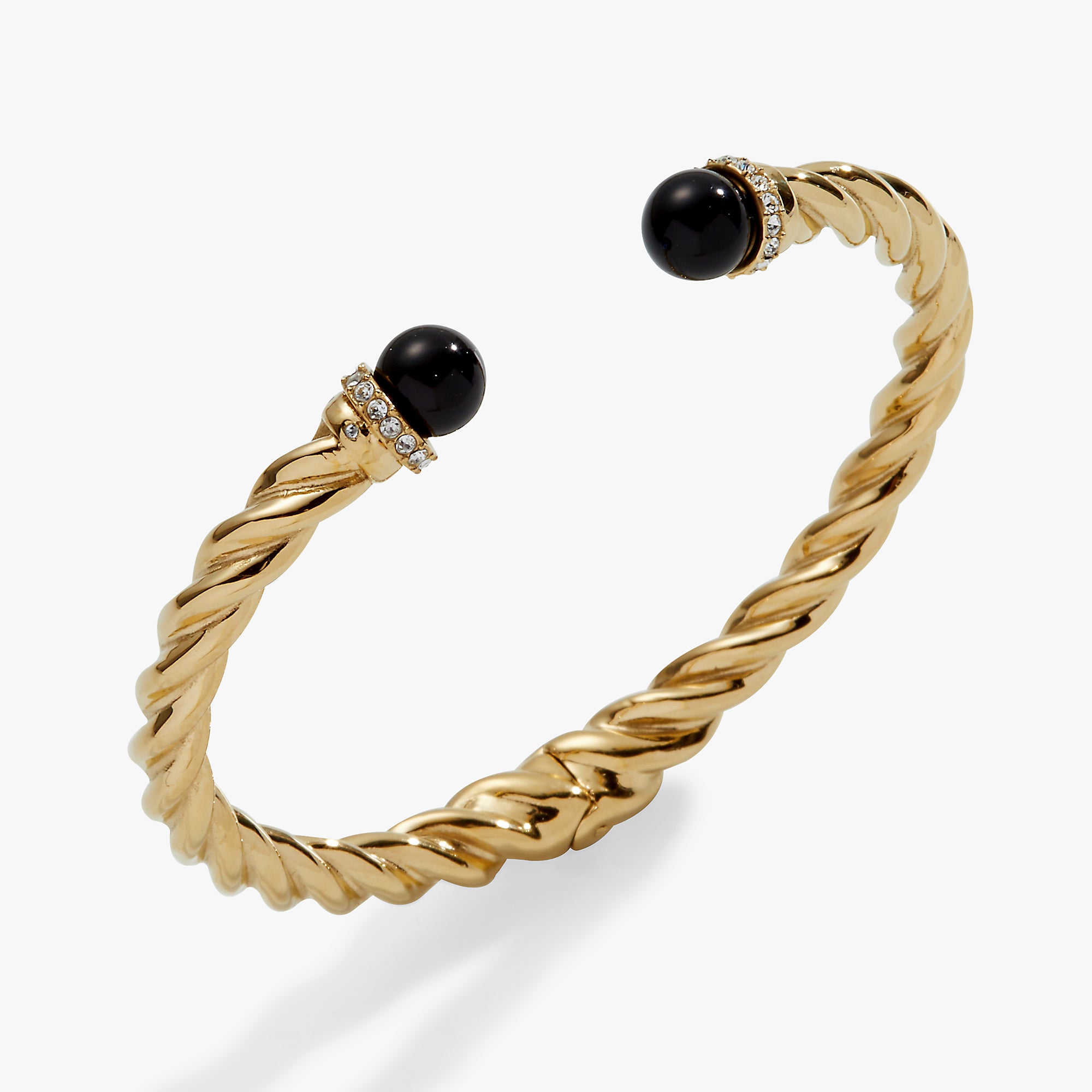 Black Onyx Hinge Bangle Bracelet for Women - Elegant Adjustable Crystal Jewelry Gift for Birthday, Anniversary & Special Occasions