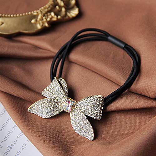 Pearl Rhinestone Bowknot Hair Ties & Duckbill Hair Clips Set for Women & Girls - Elegant Hair Accessories for Parties, Weddings & Daily Styling