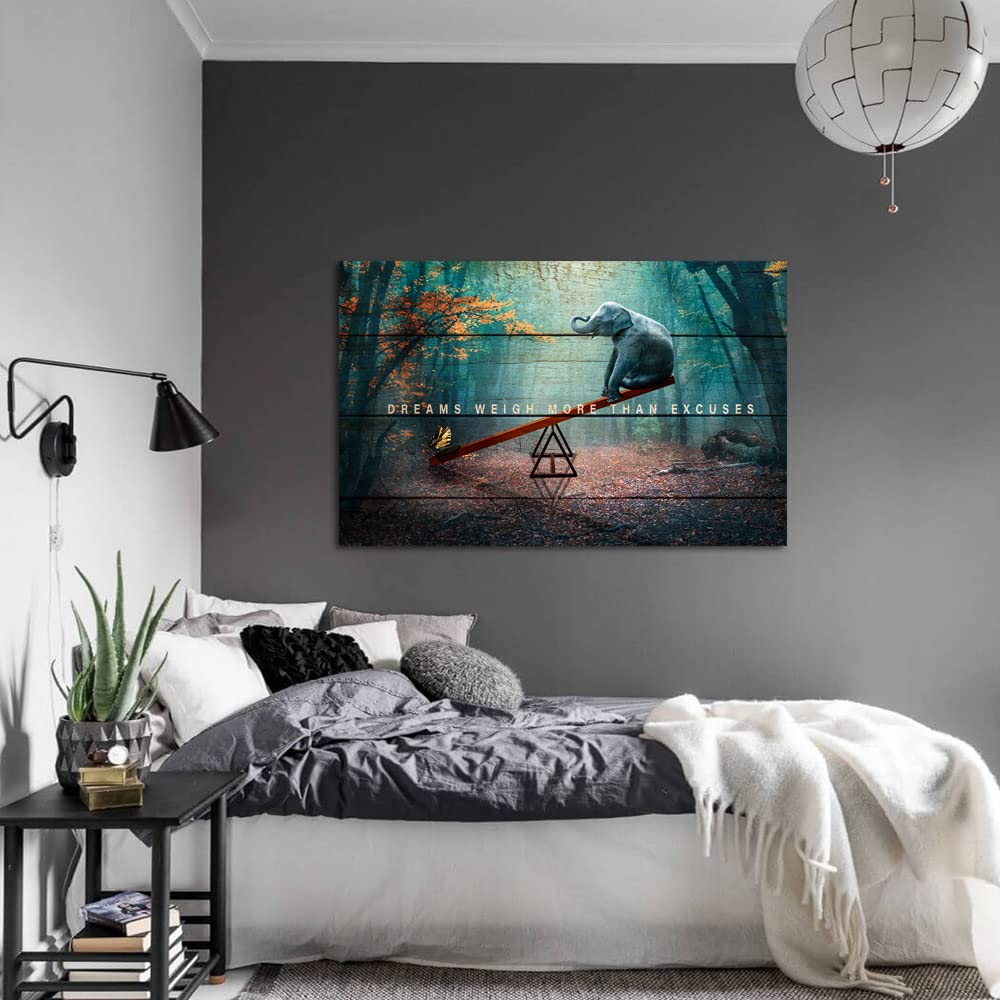 Dreams Weigh More Than Excuses Motivational Wall Art - Inspirational Canvas Print & Poster for Home Gym, Office Decor - Uplifting Quote Painting for Workout Spaces & Professional Environments
