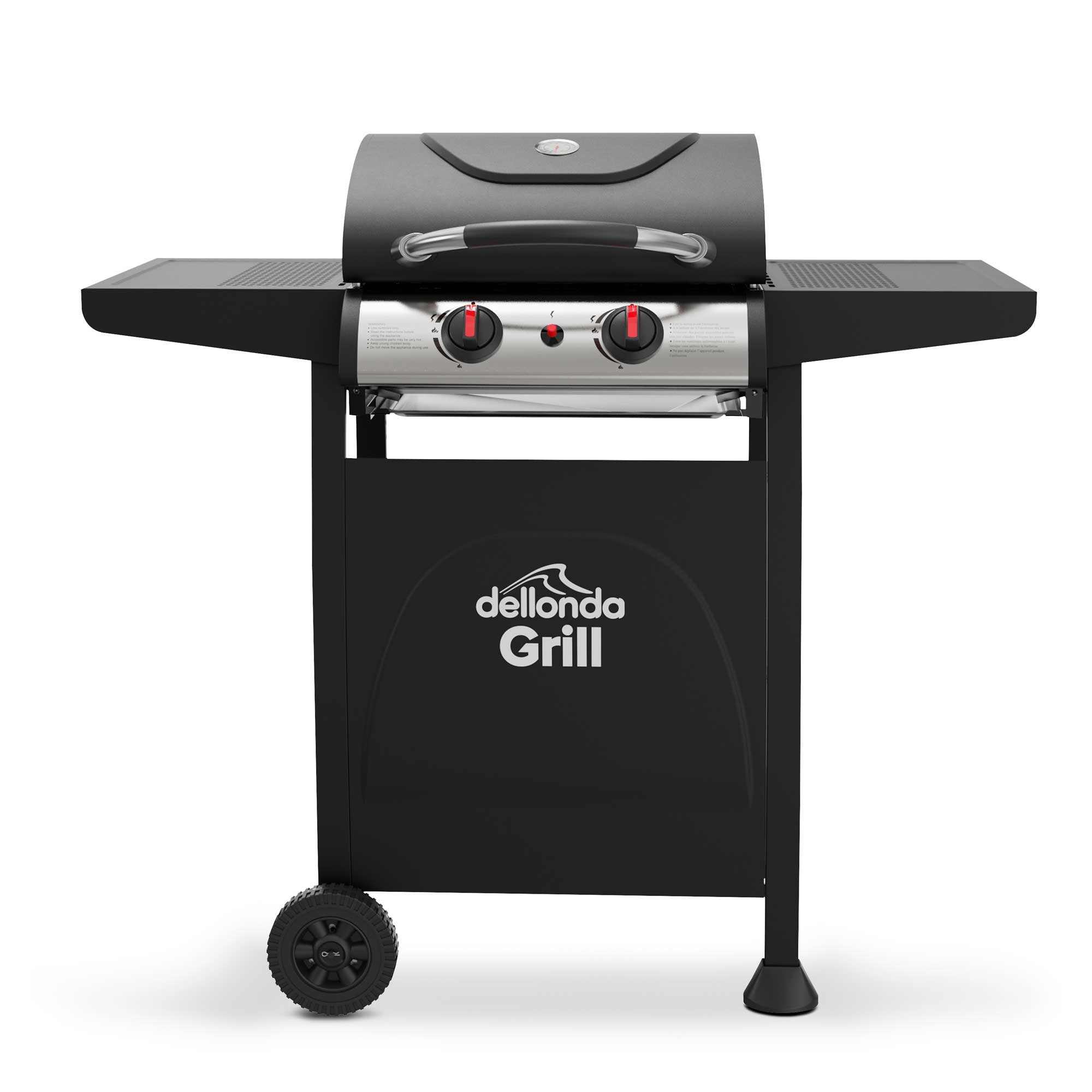 2 Burner Gas BBQ Grill with Piezo Ignition & Built-In Thermometer - Black/Stainless Steel Outdoor Cooking for Backyard, Camping & Tailgating - DG13 Model