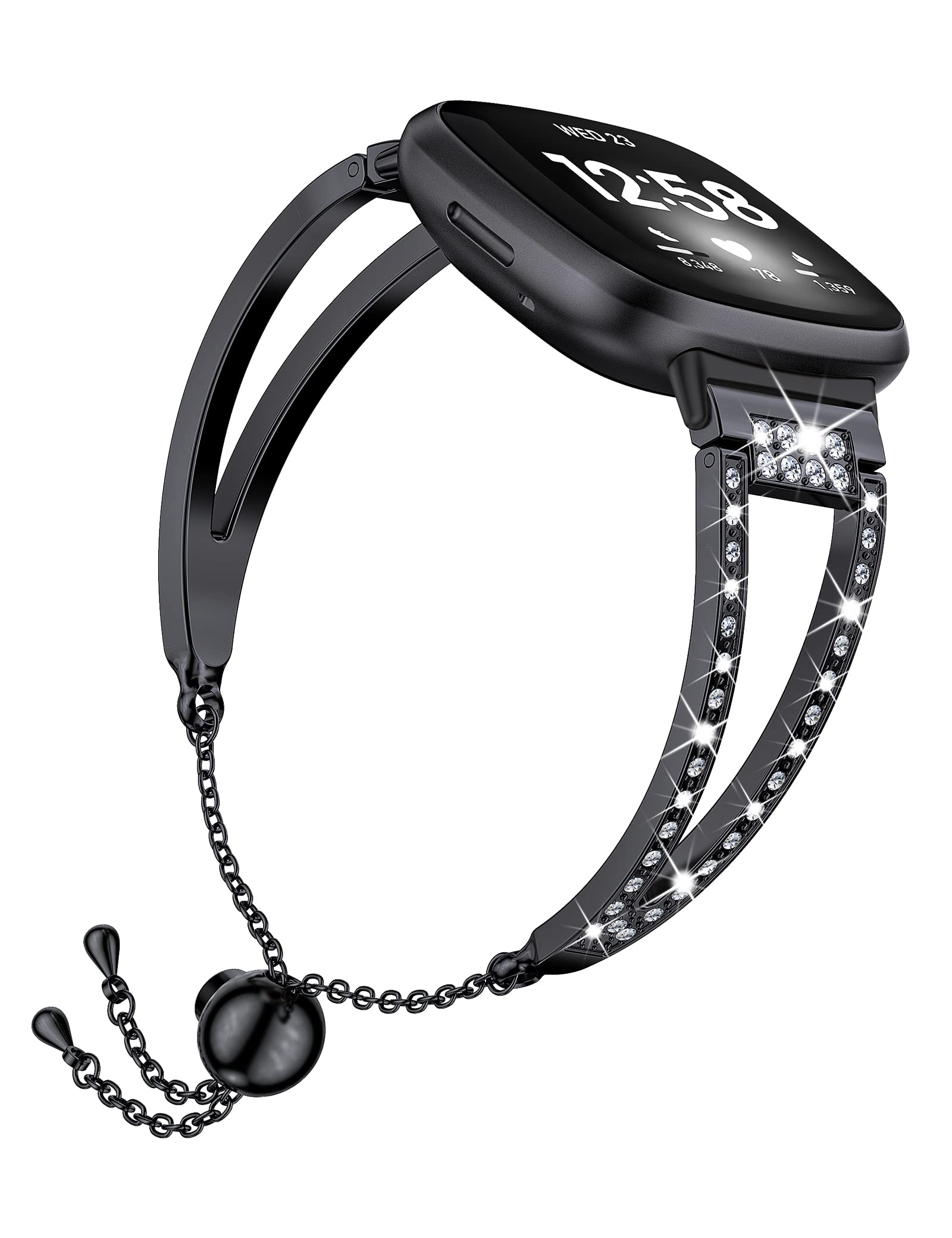Wearlizer Luxury Rhinestone Bracelet Band for Fitbit Versa 3/4 & Sense/Sense 2 - Elegant Metal Wrist Strap Accessory for Women - Perfect for Work, Parties & Special Occasions