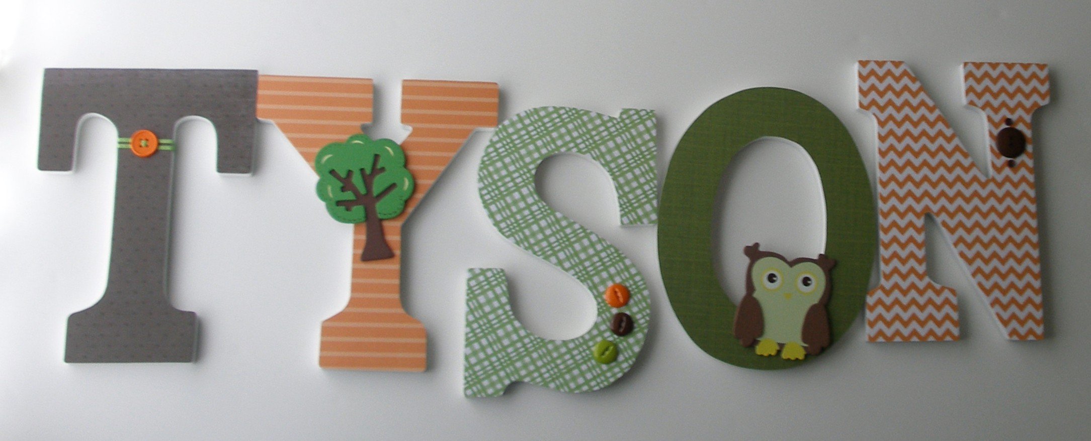 Custom Wood Letters - Brown, Orange & Green Fox & Owl Nursery Decor, Baby Name Wall Art for Boys & Girls - Perfect for Nursery, Bedroom & Kids Room Decor