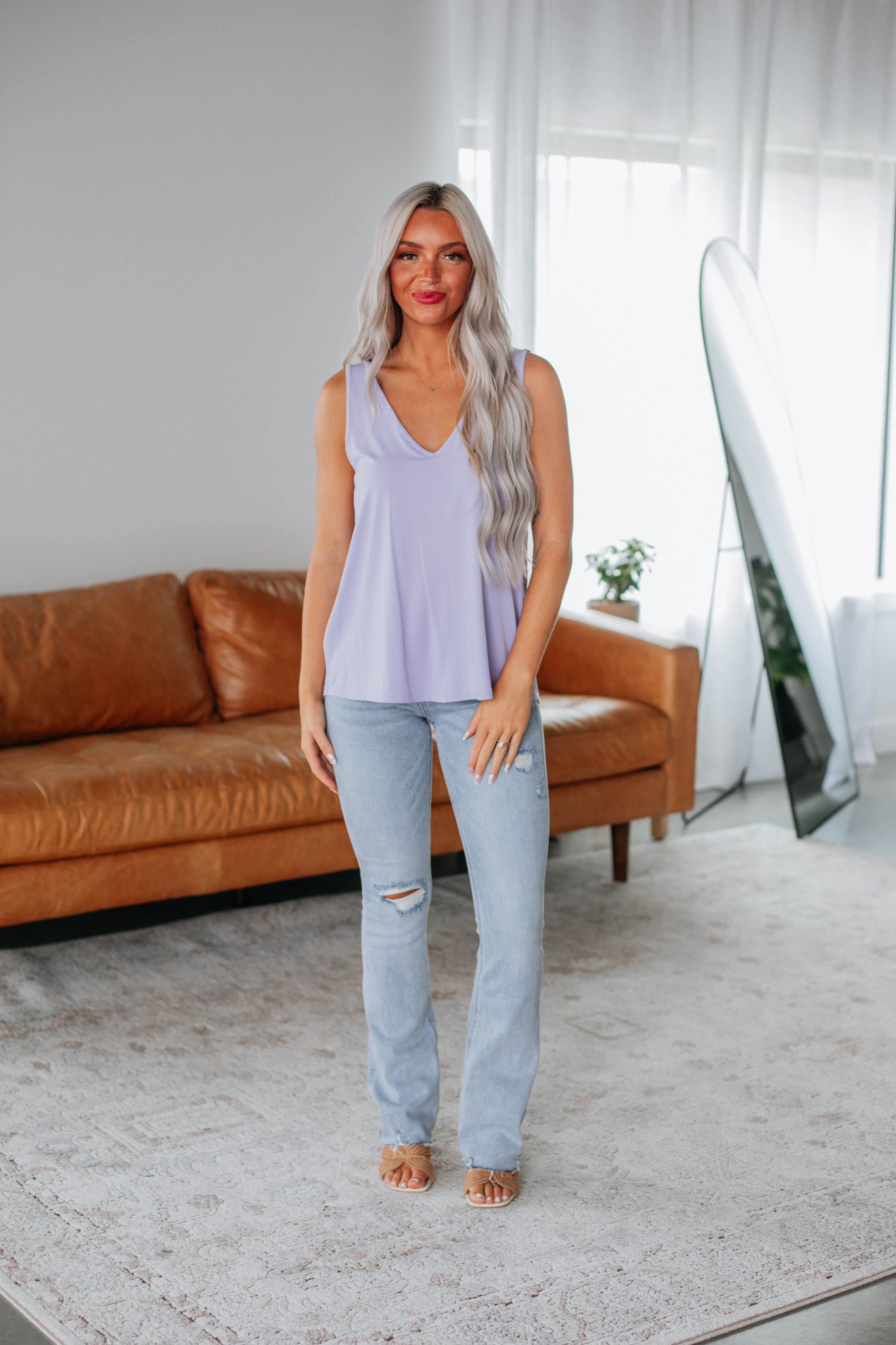 Linley Basic Tank Top - Pale Lavender Women's Casual Shirt | Perfect for Summer Outfits, Beach Wear & Layering