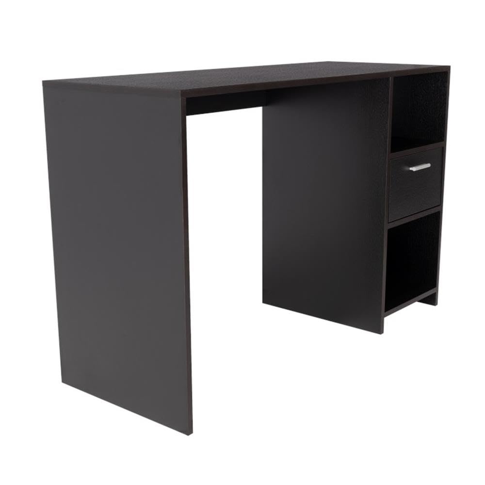 Arlington Black Computer Desk with Drawer & 2 Open Shelves - Home Office Desk with Sturdy Legs for Study, Work & Gaming | Compact Workstation for Small Spaces