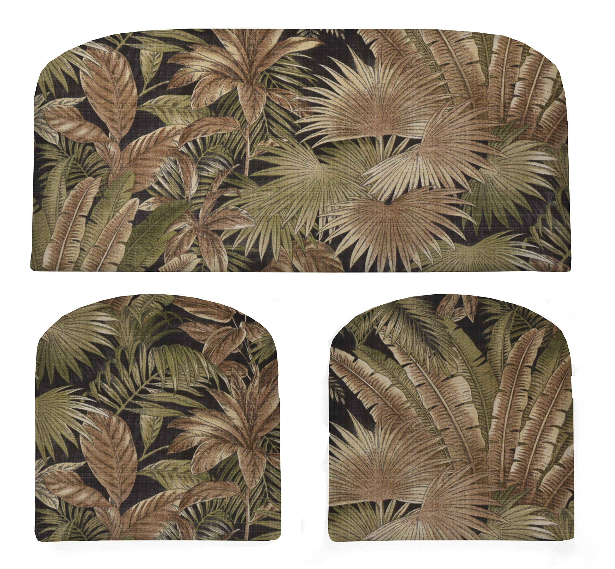 RSH DECOR: 3-Piece Outdoor Cushion Set for Patio Furniture - 41x19 & 19x19 Inch All-Weather Foam Wicker Cushions, Water-Resistant Spun Fabric - Perfect for Loveseats, Sectionals & U-Shaped Outdoor Seating - Bahamian Breeze Coal Color - Great for Backyard, Deck & Poolside Relaxation
