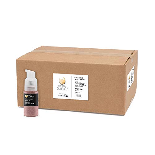 Edible Glitter Pump for Drinks - Rose Gold Food Grade Glitter (24 x 25g) | Kosher & Halal Certified | Perfect for Cocktails, Cakes & Baking Decorations | Wholesale Bulk Packaging