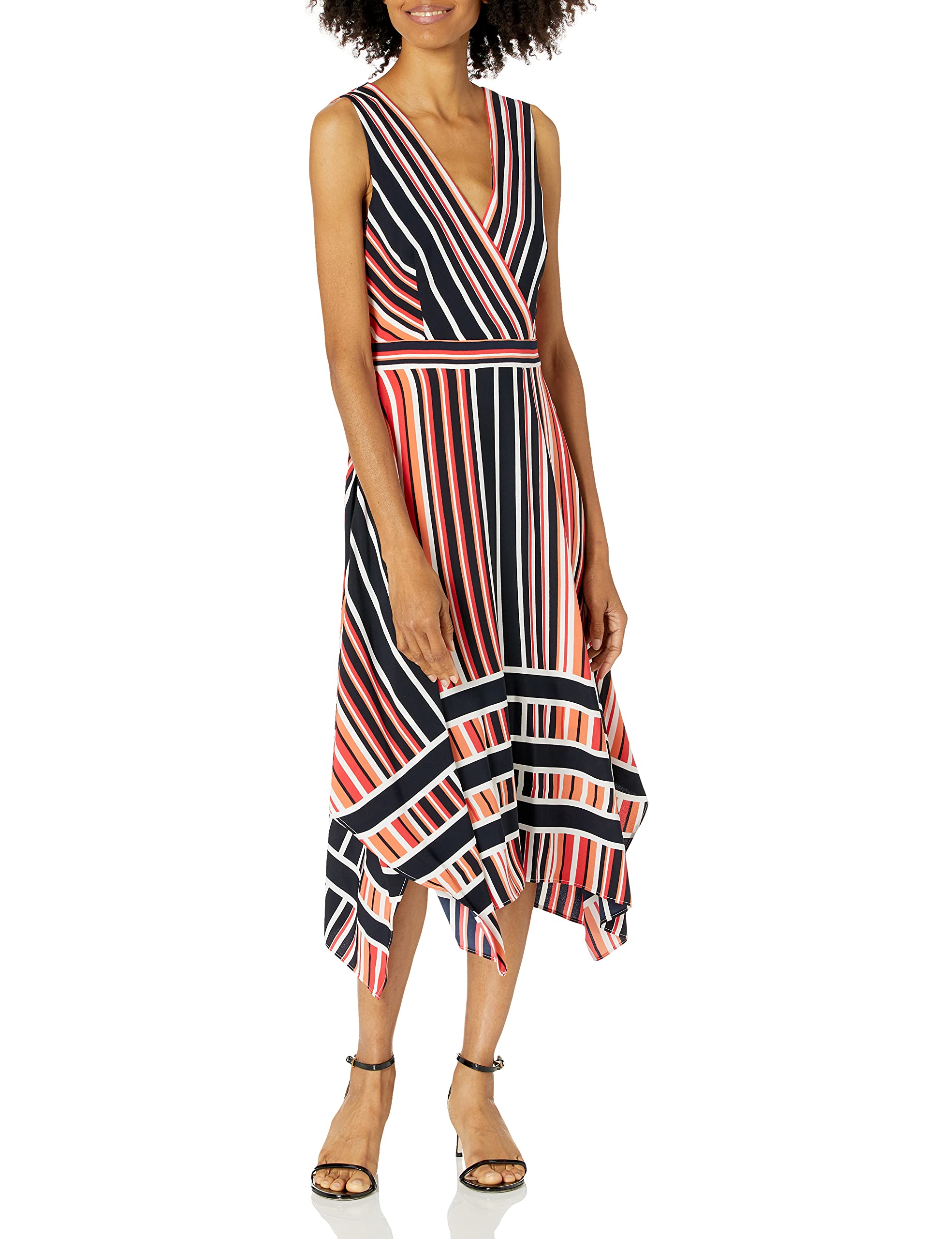 Karl Lagerfeld Paris Women's Linen Midi Dress - Flowy Summer Dress with Short Sleeves, Banana Yellow, Size 12 | Perfect for Beach Vacations, Garden Parties & Casual Outings